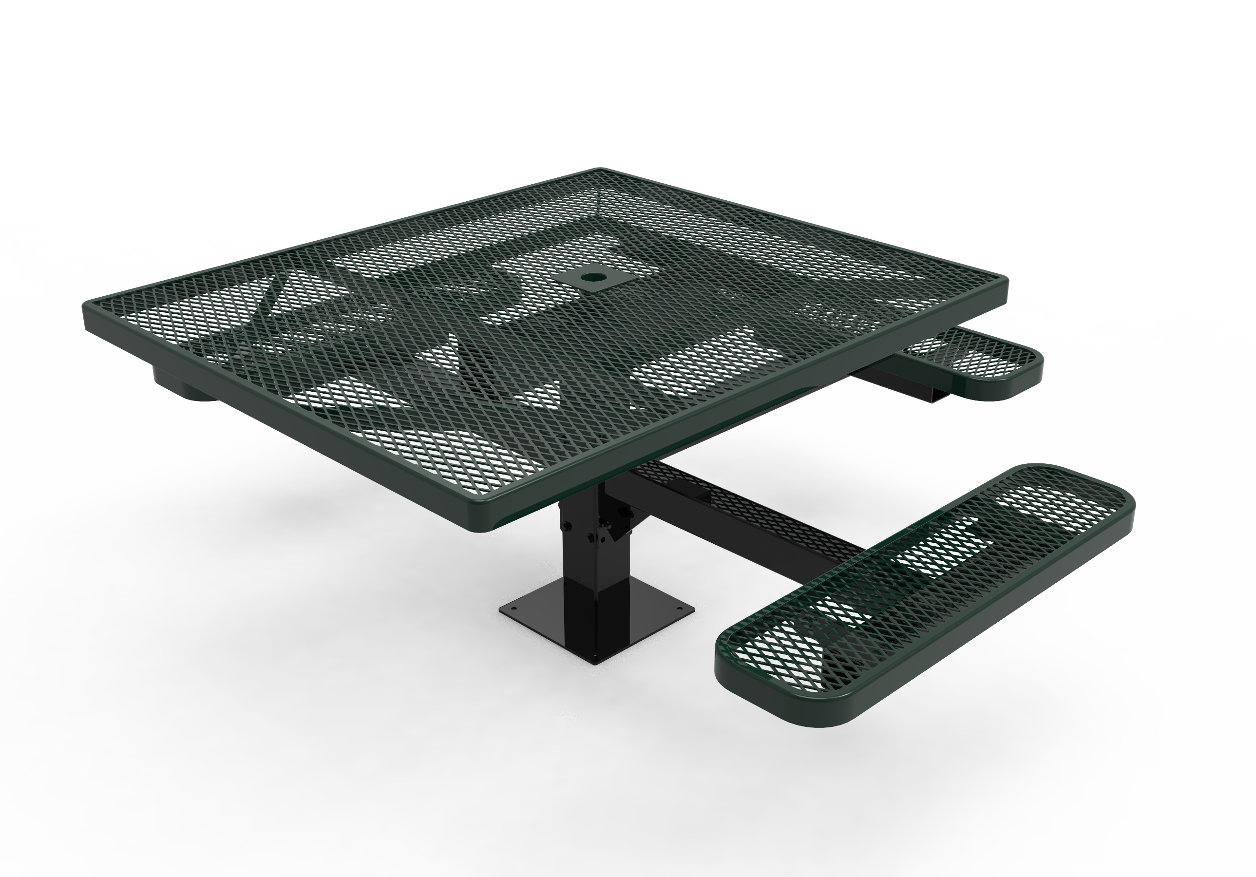 MyTCoat 46" Square Pedestal Table, Expanded Metal, Surface Mount SKU TSQ46