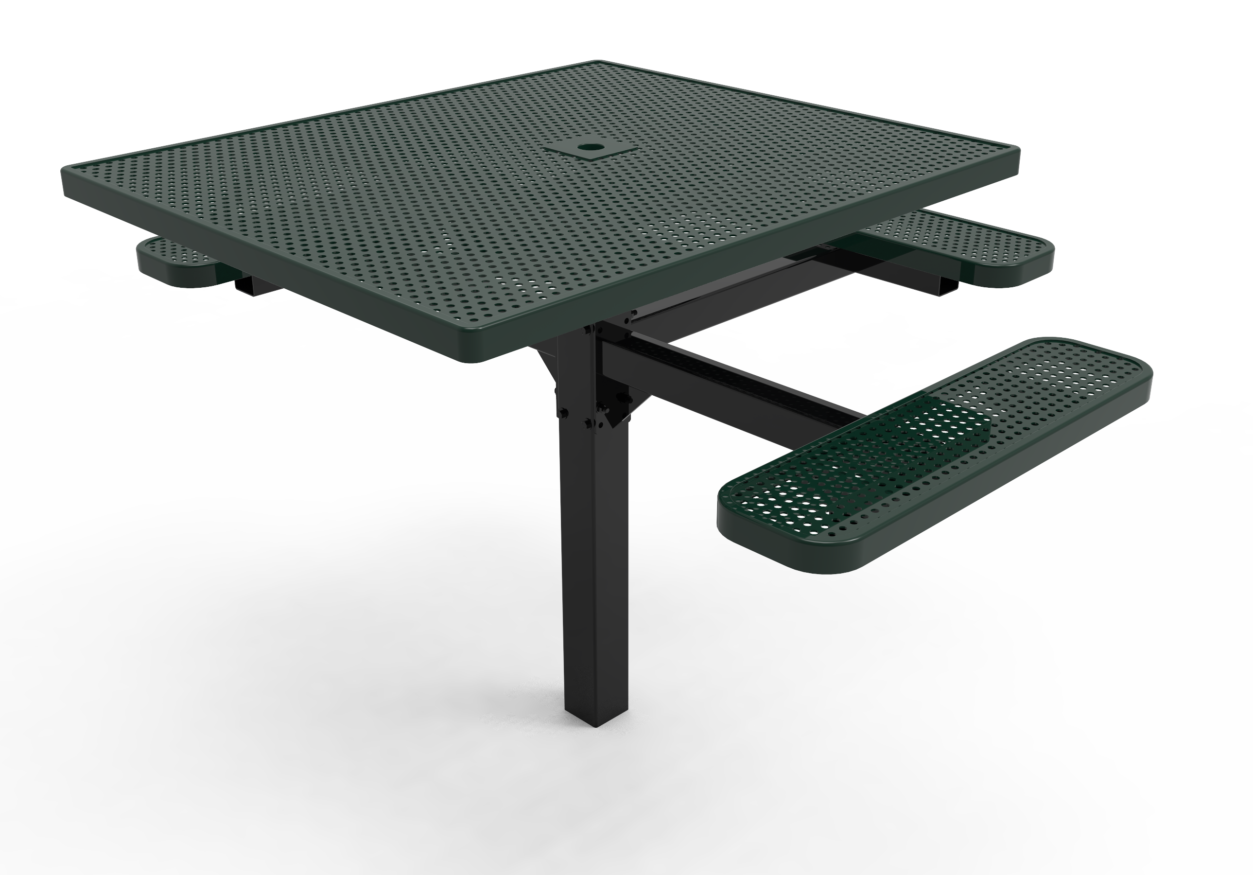 MyTCoat 46" Square Pedestal Table, Punched Steel, Inground Mount SKU TSQ46