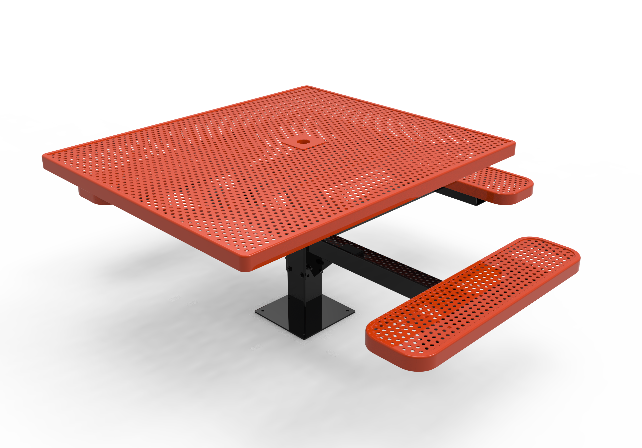 MyTCoat 46" Square Pedestal Table, Punched Steel, Surface Mount SKU TSQ46