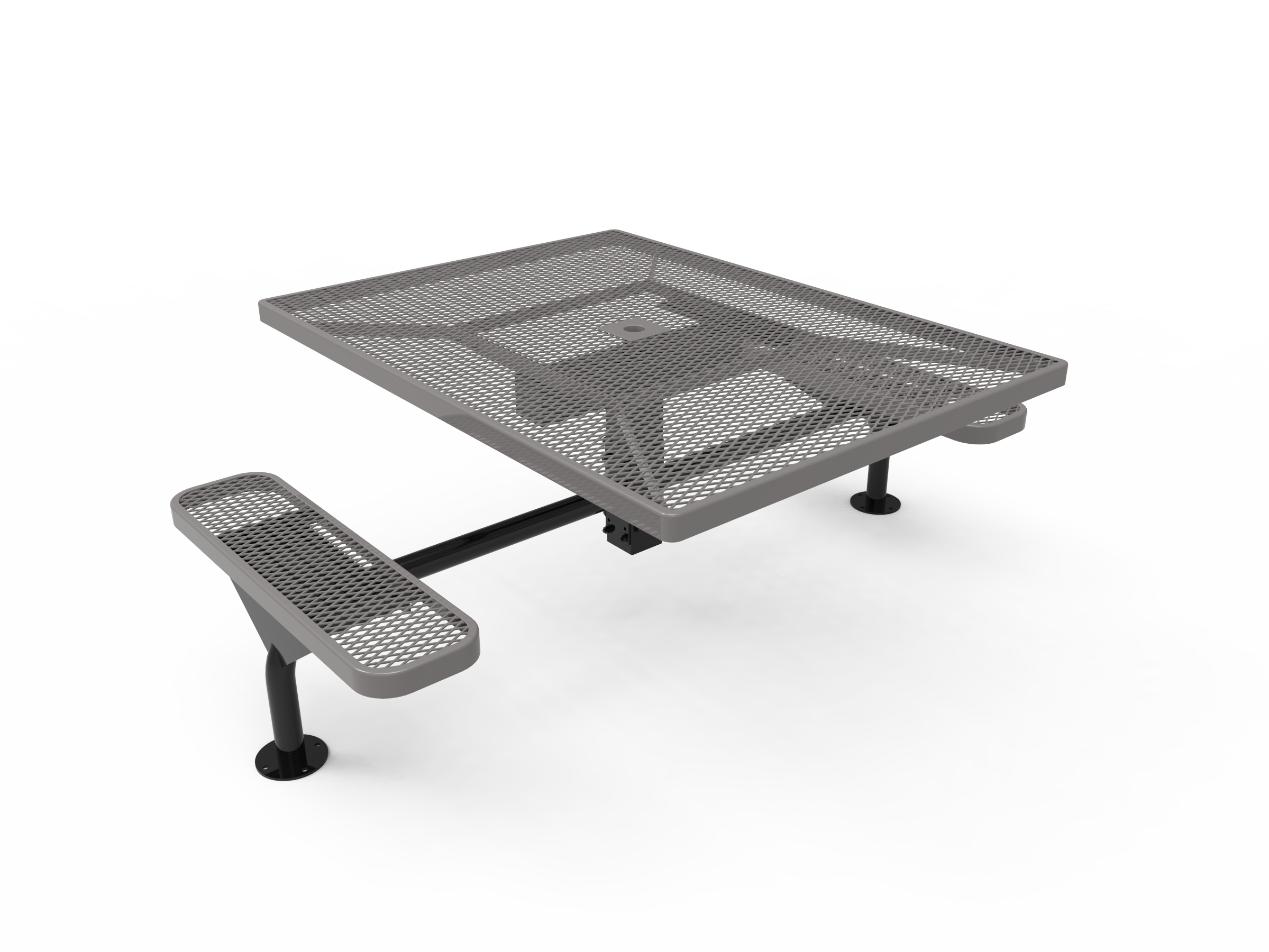 MyTCoat 46” Square Nexus Pedestal Table, Expanded Metal, Surface Mount SKU TSQ46
