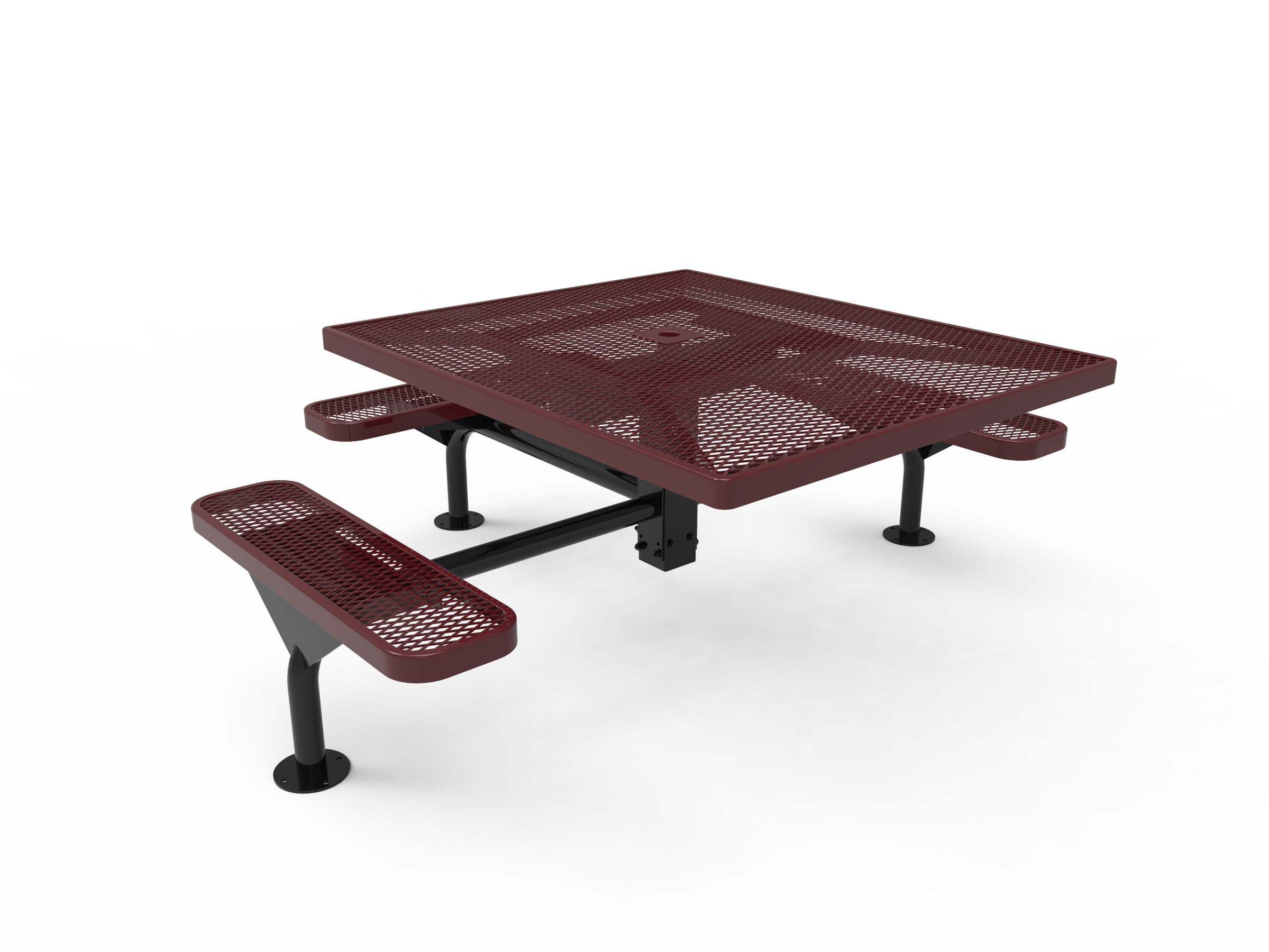 MyTCoat 46” Square Nexus Pedestal Table, Expanded Metal, Surface Mount SKU TSQ46