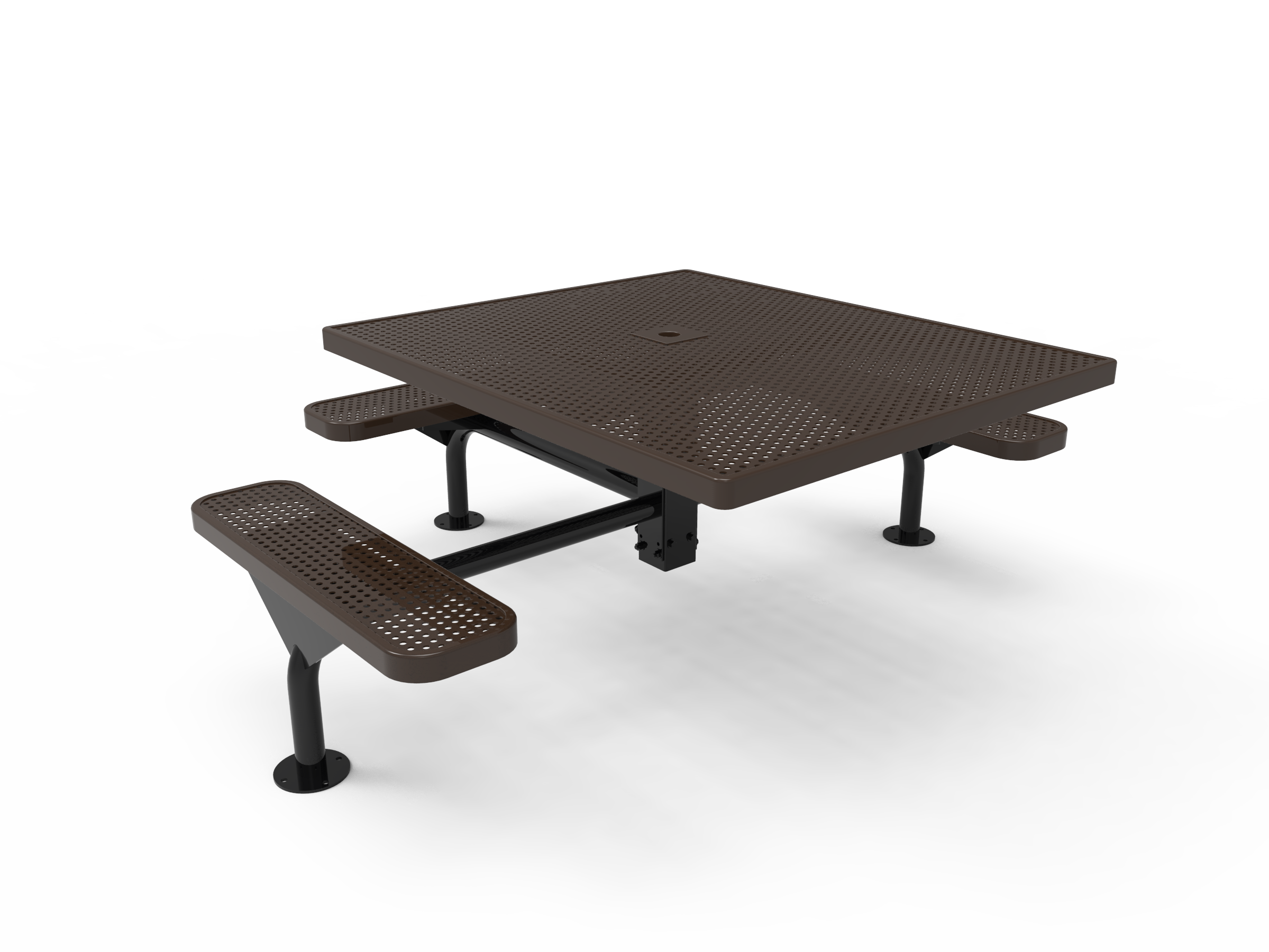 MyTCoat 46” Square Nexus Pedestal Table, Punched Steel SKU TSQ46