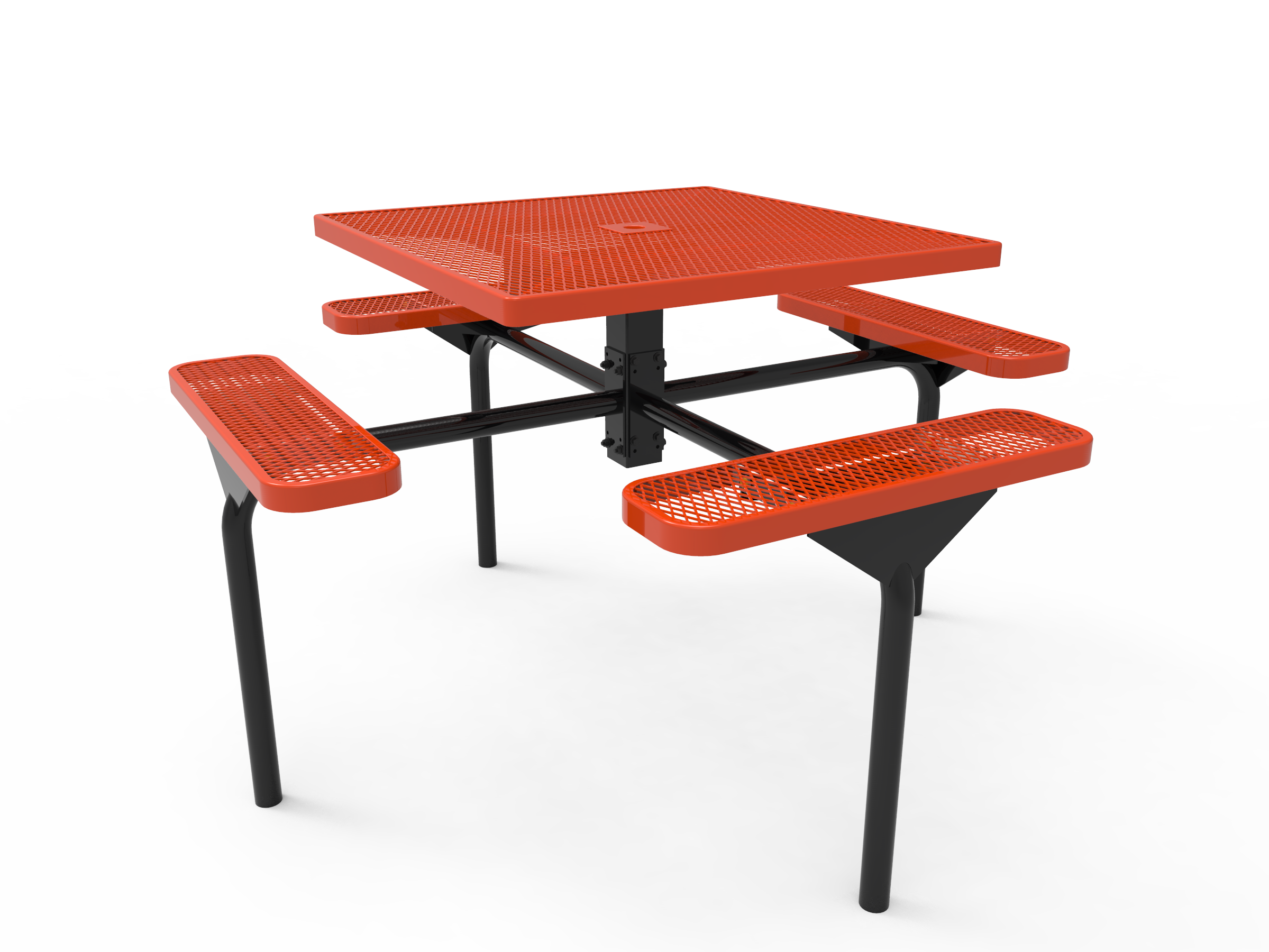MyTCoat 46” Square Nexus Pedestal Table - Expanded Metal - Inground Mount SKU TSQ46