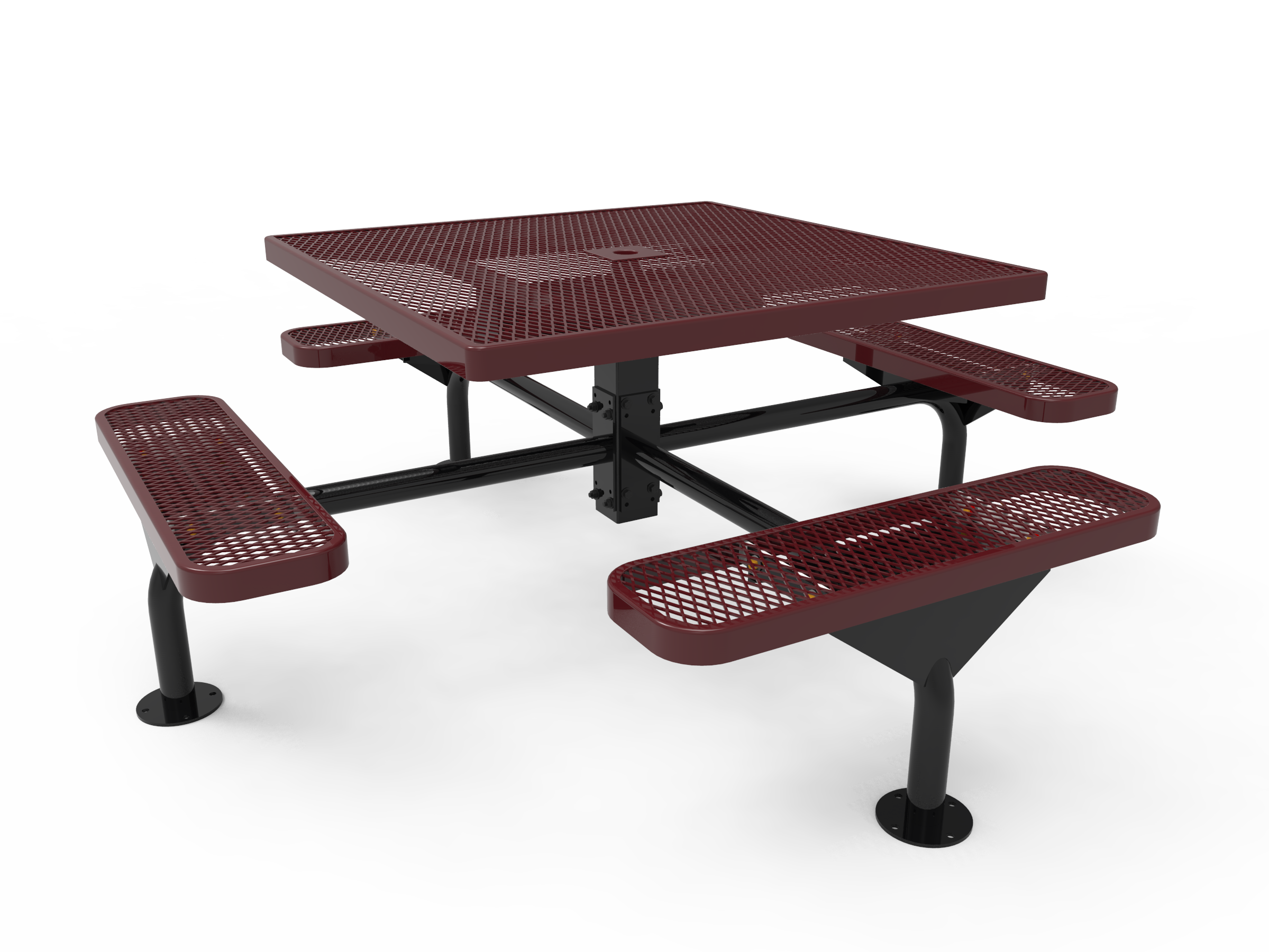 MyTCoat 46” Square Nexus Pedestal Table, Expanded Metal, Surface Mount SKU TSQ46