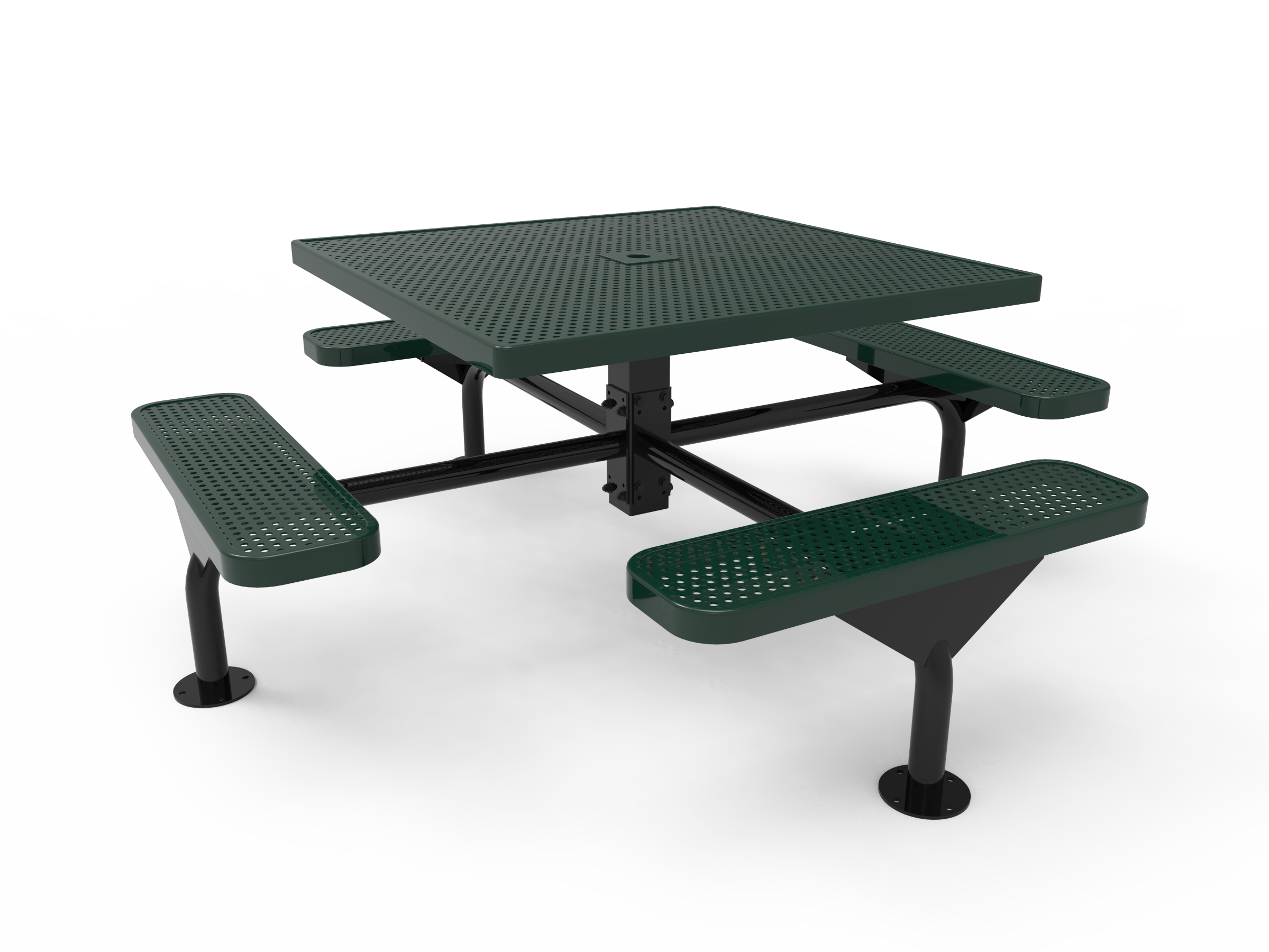MyTCoat 46” Square Nexus Pedestal Table, Punched Steel SKU TSQ46