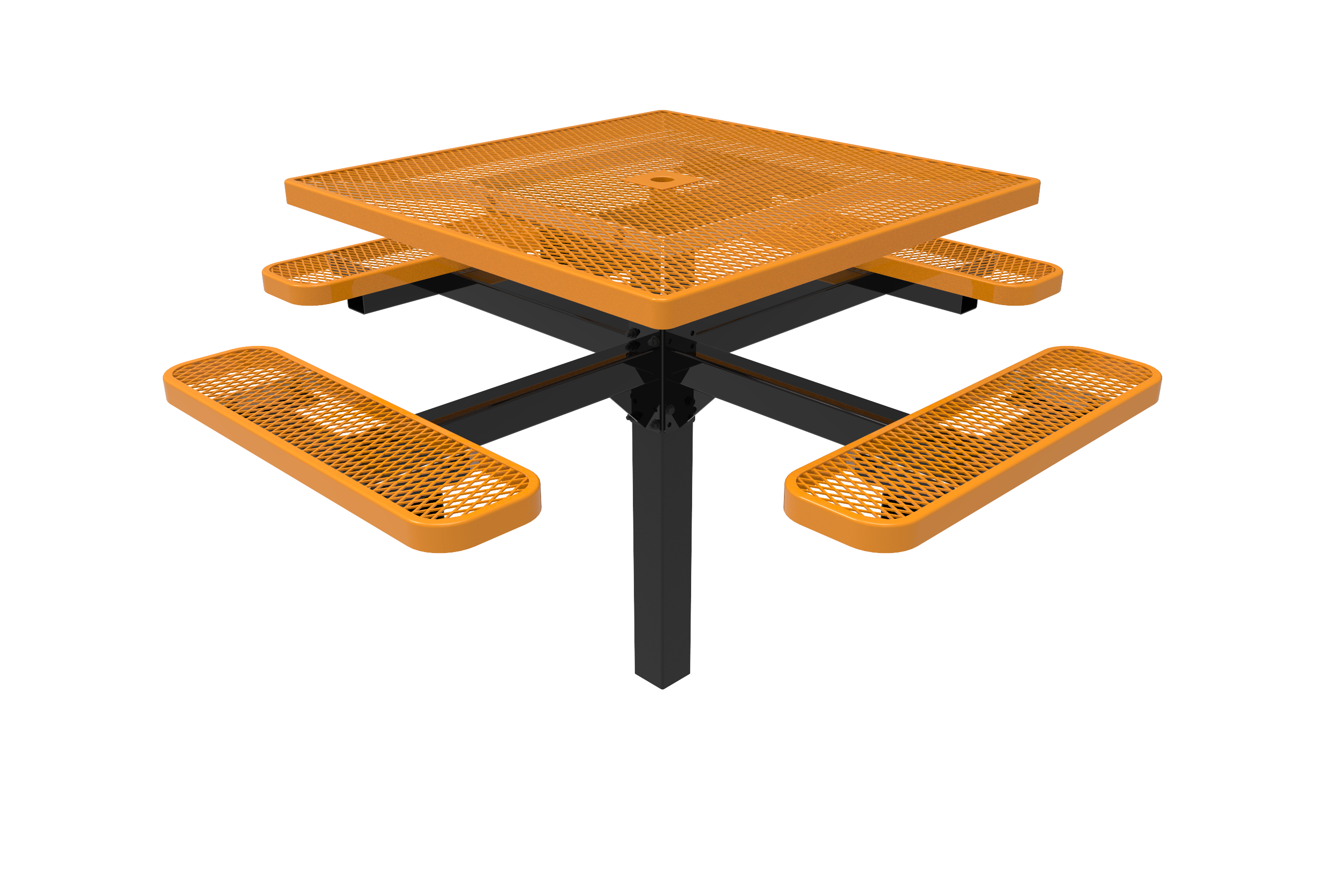 MyTCoat 46" Square Pedestal Table - Expanded Metal - Inground Mount SKU TSQ46