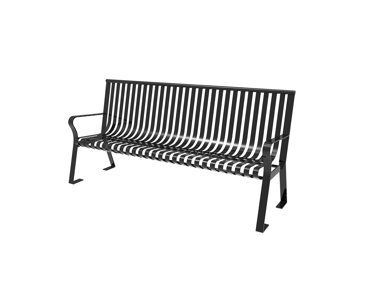 MyTCoat 4' - 6' Downtown Bench w/ Straight Back, Strap Metal SKU BDT04