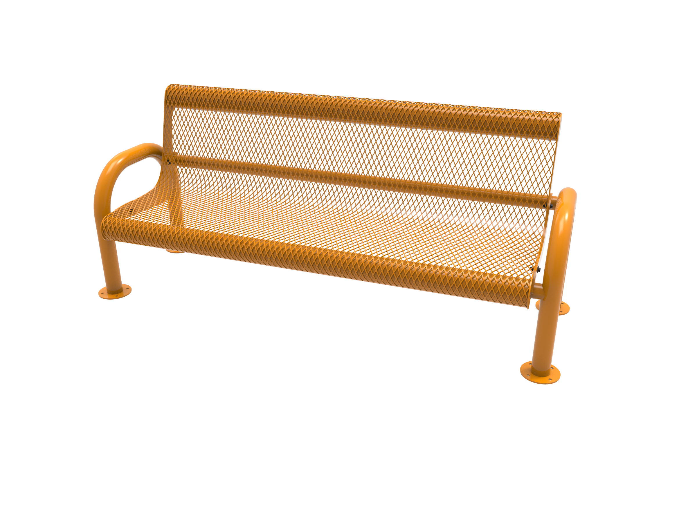 MyTCoat 4’ - 6' MOD Bench w/ Back, Expanded Metal, Surface Mount SKU BMD04