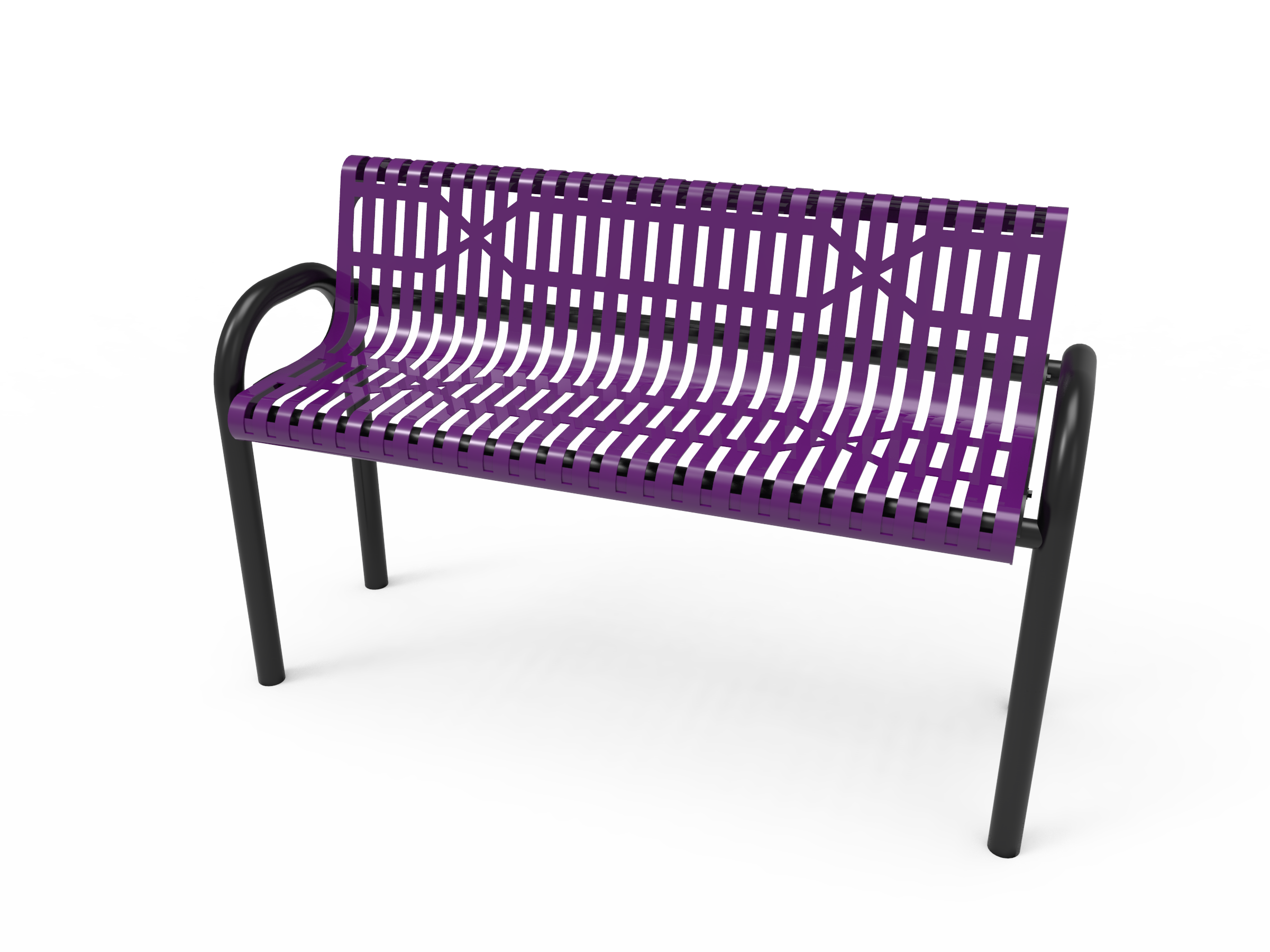 MyTCoat 4’ - 6' MOD Bench w/ Back, Slatted Steel, Inground SKU BMD04