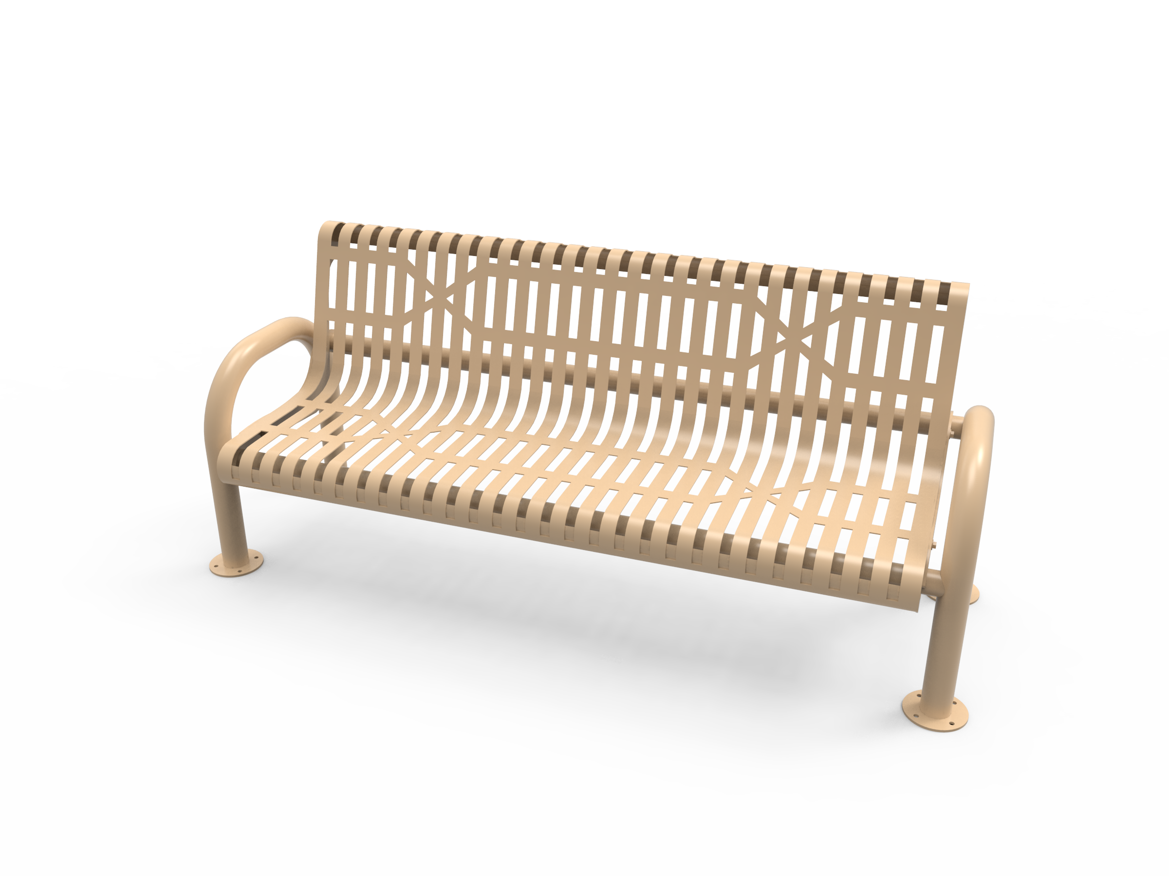 MyTCoat 4’ - 6' MOD Bench w/ Back, Slatted Steel, Surface Mount SKU BMD04