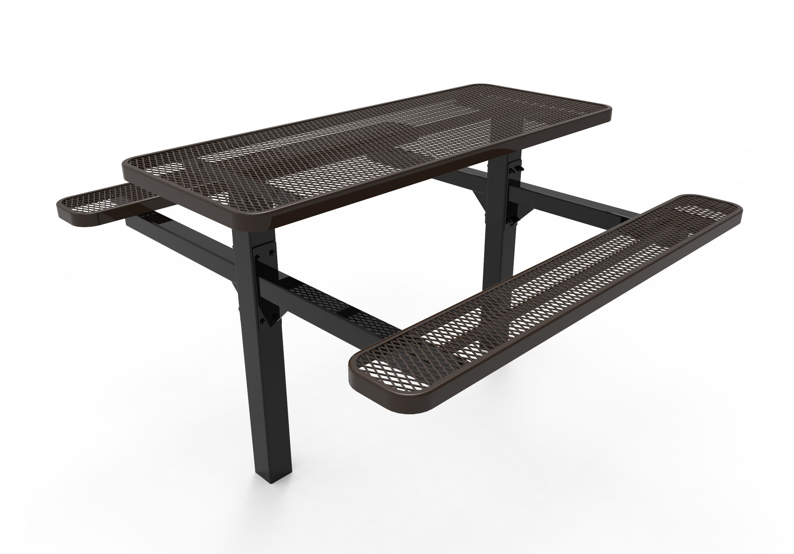 MyTCoat 6’ Rectangular Double Pedestal Table, Expanded Metal, Inground Mount SKU TRT06