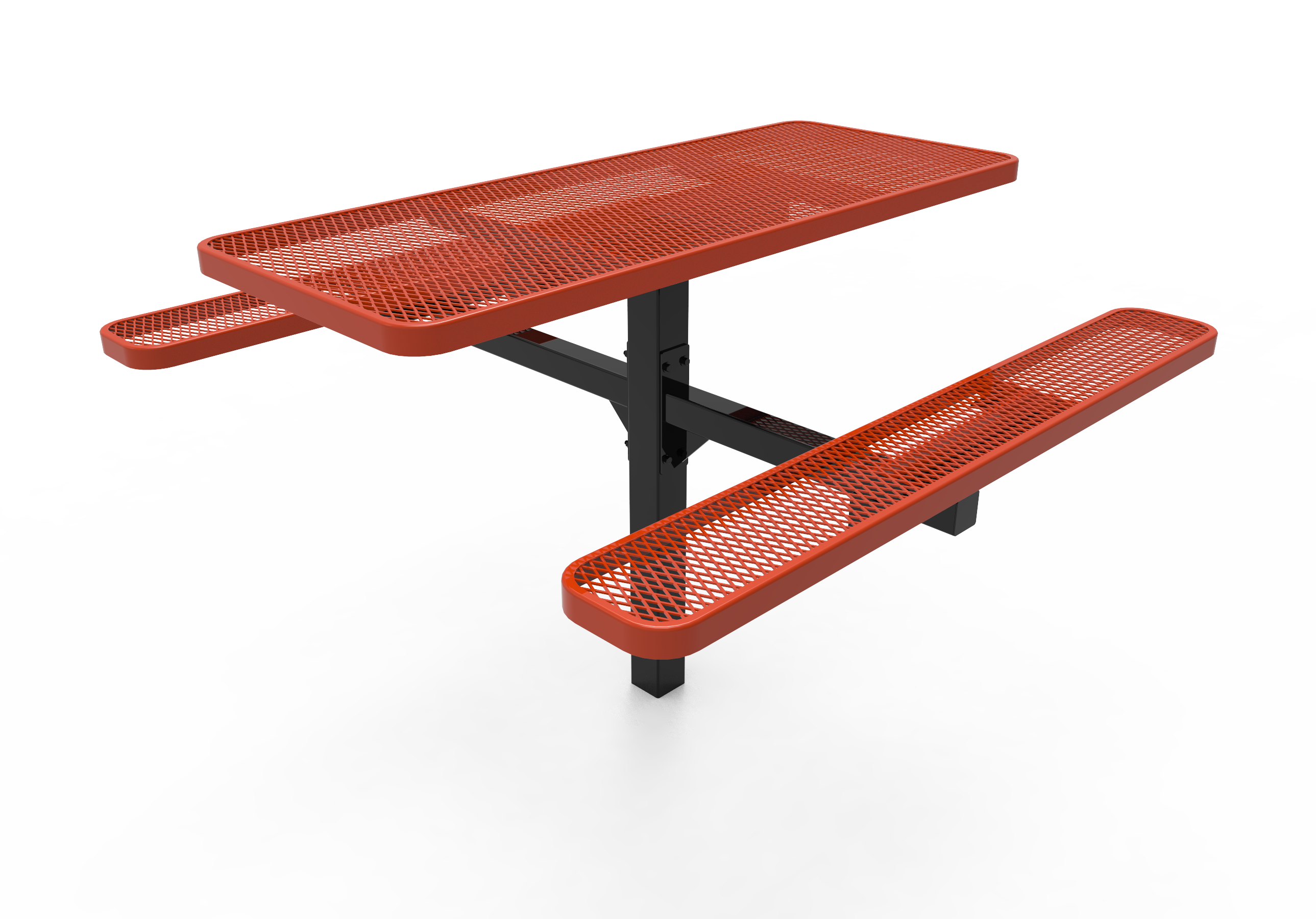 MyTCoat 6’ Rectangular Pedestal Table, Expanded Metal, Inground Mount SKU TRT06