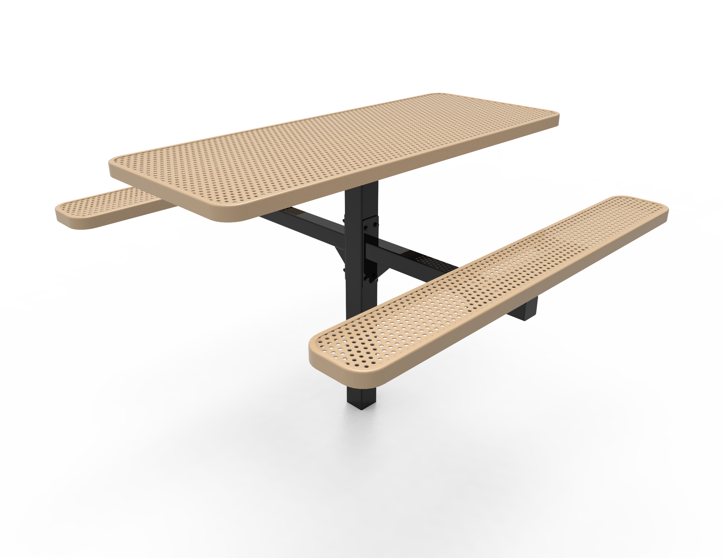 MyTCoat 6’ Rectangular Pedestal Table, Punched Steel, Inground Mount SKU TRT06