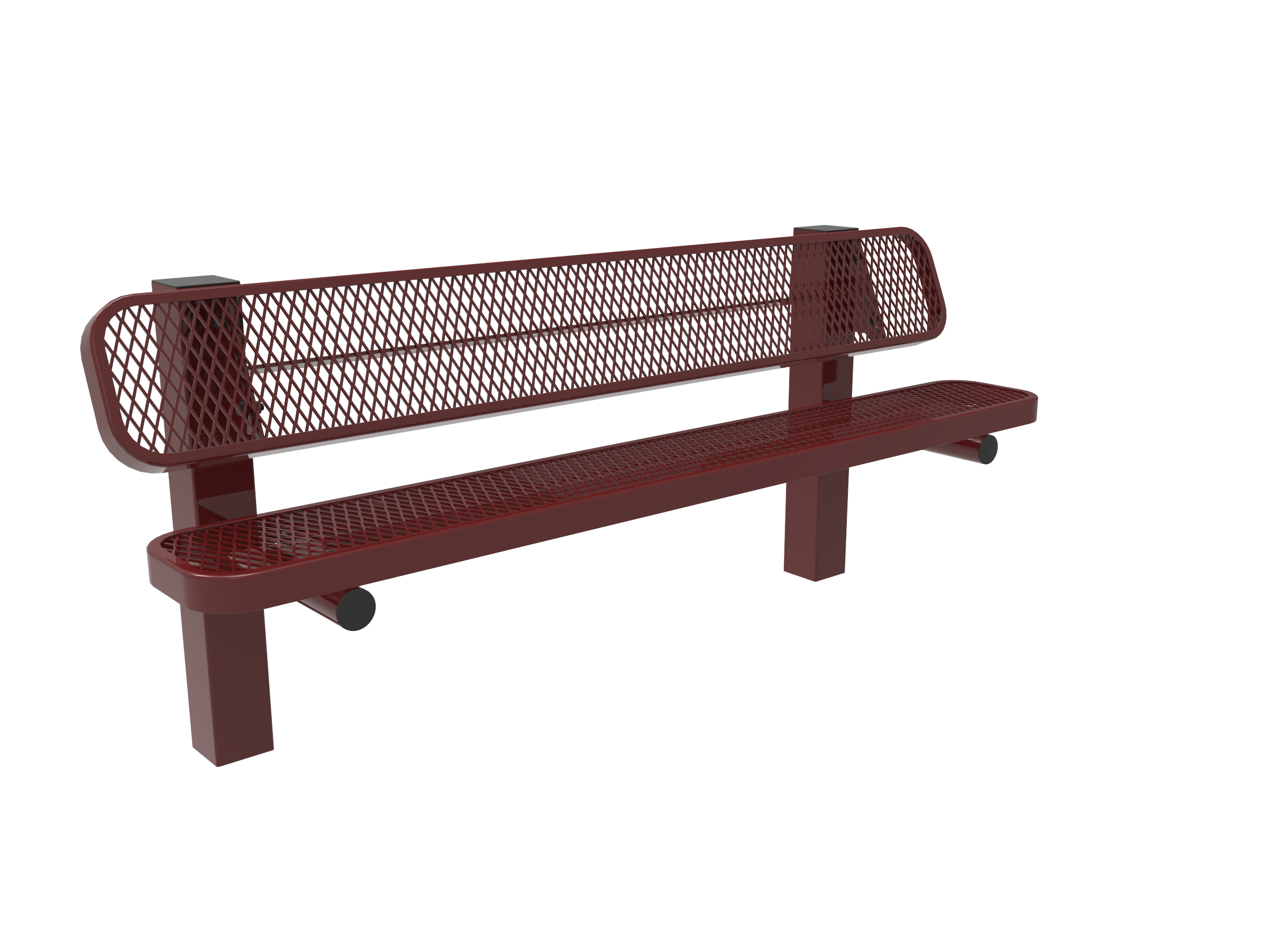 MyTCoat 6’ - 8' Pedestal Bench w/ Back, Expanded Metal, Inground SKU BRT06