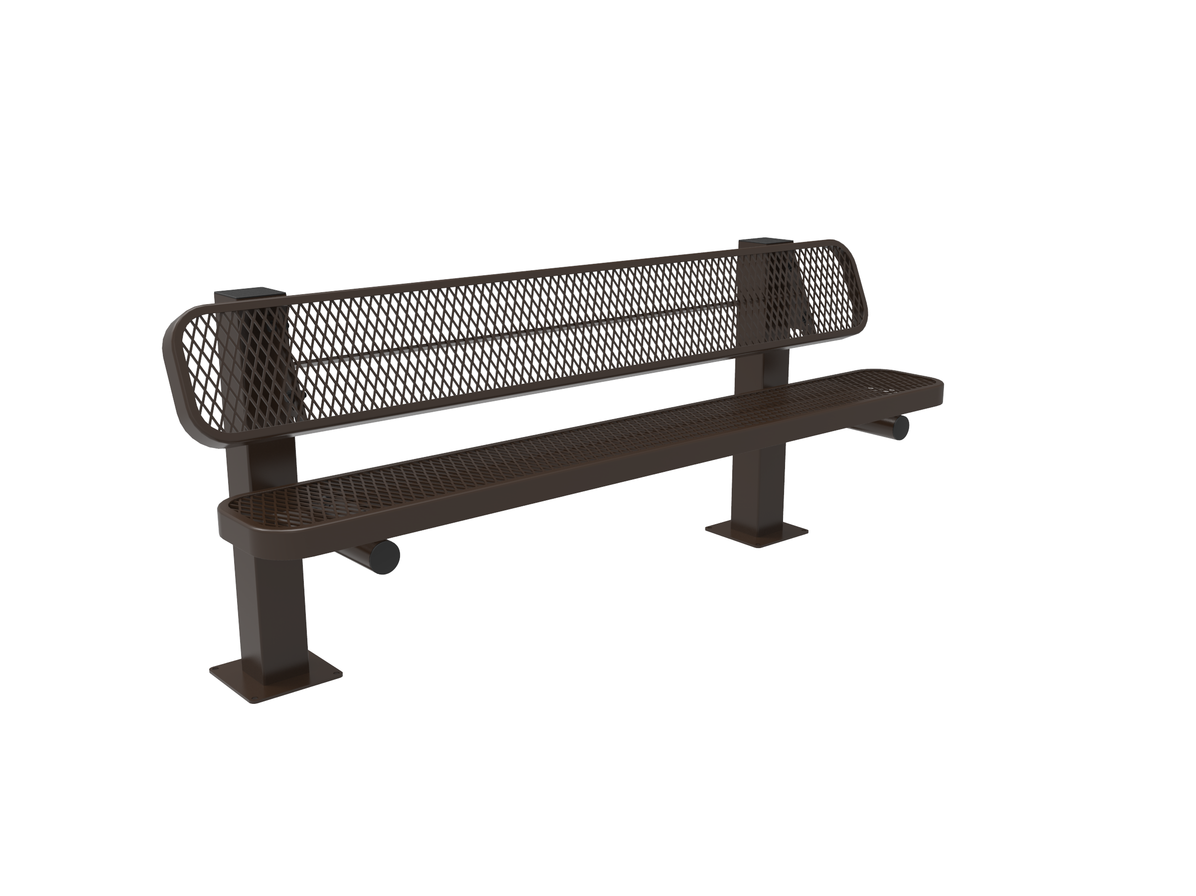 MyTCoat 6' - 8' Pedestal Bench w/ Back - Expanded Metal - Surface Mount SKU BRT06