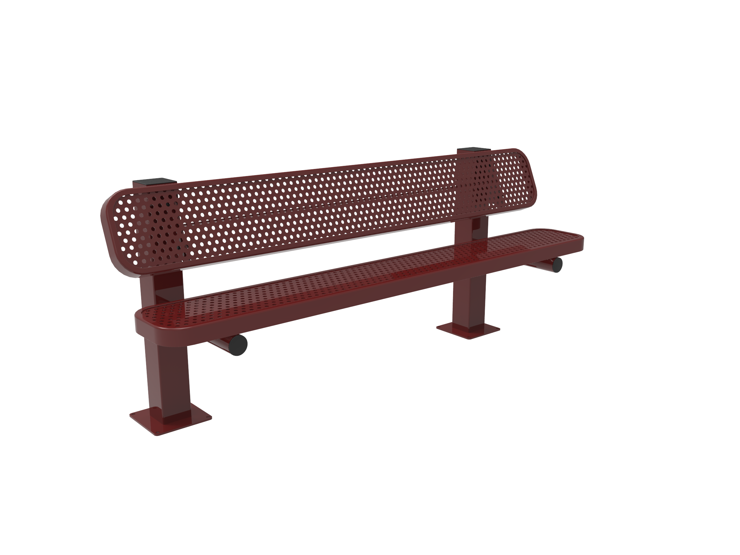 MyTCoat 6' - 8' Pedestal Bench w/ Back, Punched Steel, Surface Mount SKU BRT06