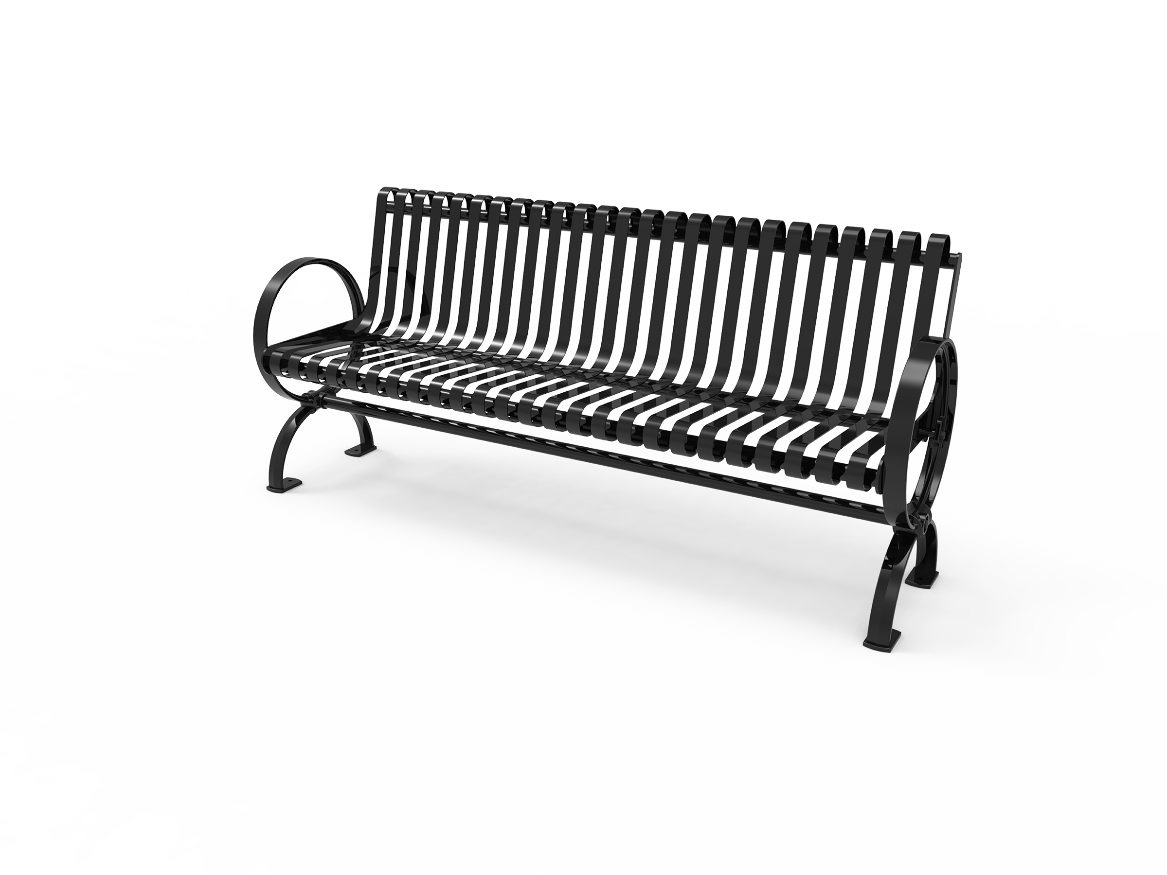 MyTCoat 4' - 6' Village Bench w/ Rolled Back, Strap Metal SKU BVL04
