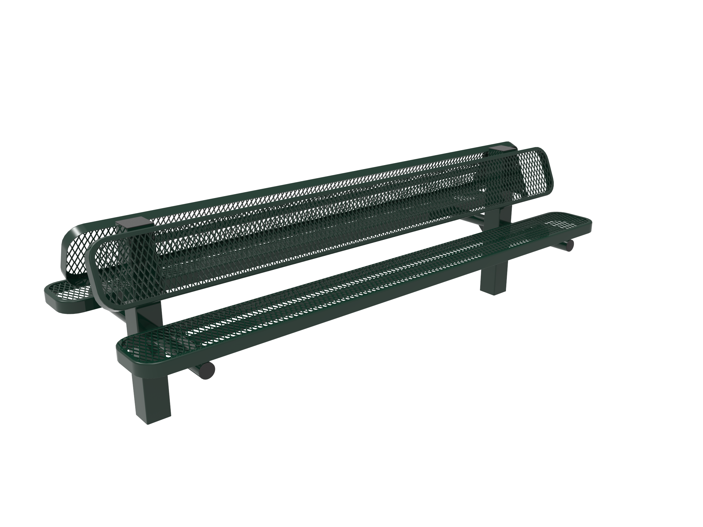 MyTCoat 6’ - 8' Pedestal Bench w/ Back, Expanded Metal, Inground SKU BRT06