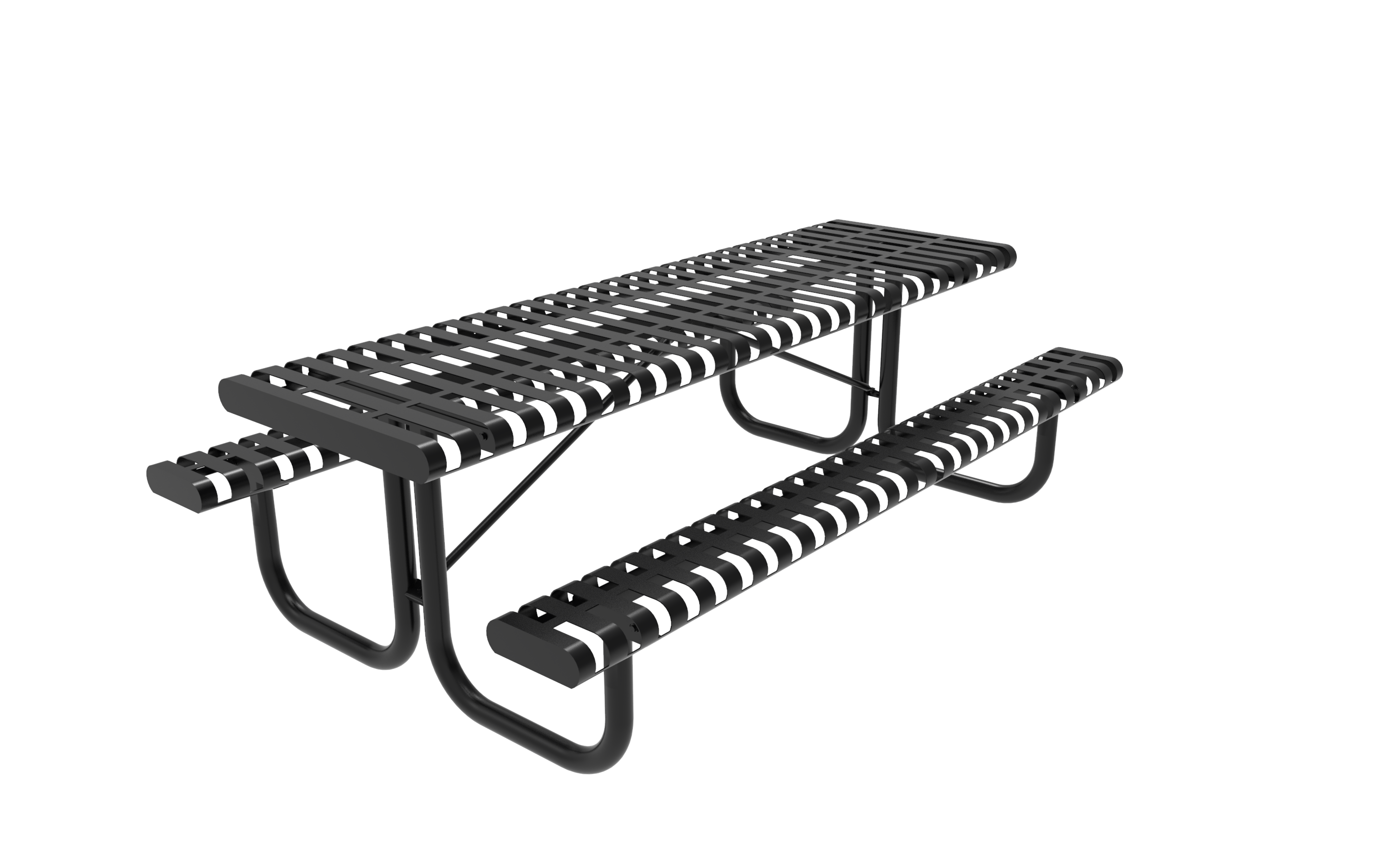 MyTCoat 6 Foot Rectangular Portable Table, Slatted Steel, Rolled Edges SKU TLX06