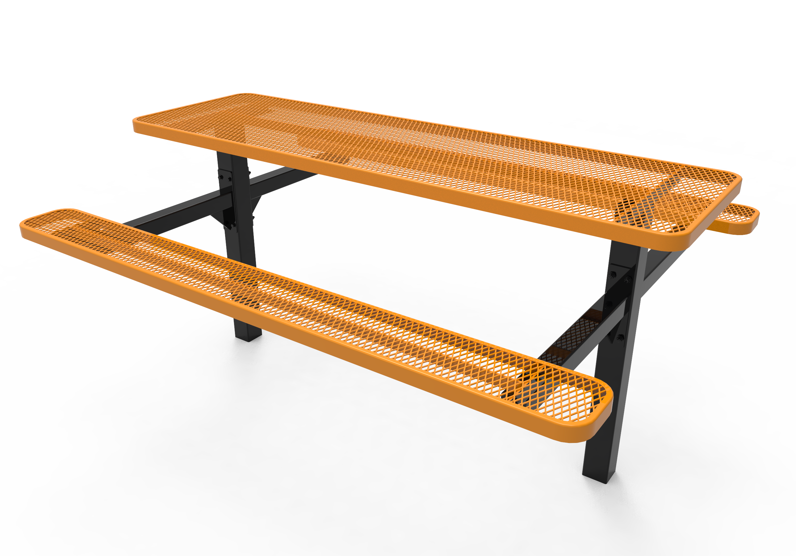 MyTCoat 8’ Rectangular Double Pedestal Table, Expanded Metal, Inground Mount SKU TRT08