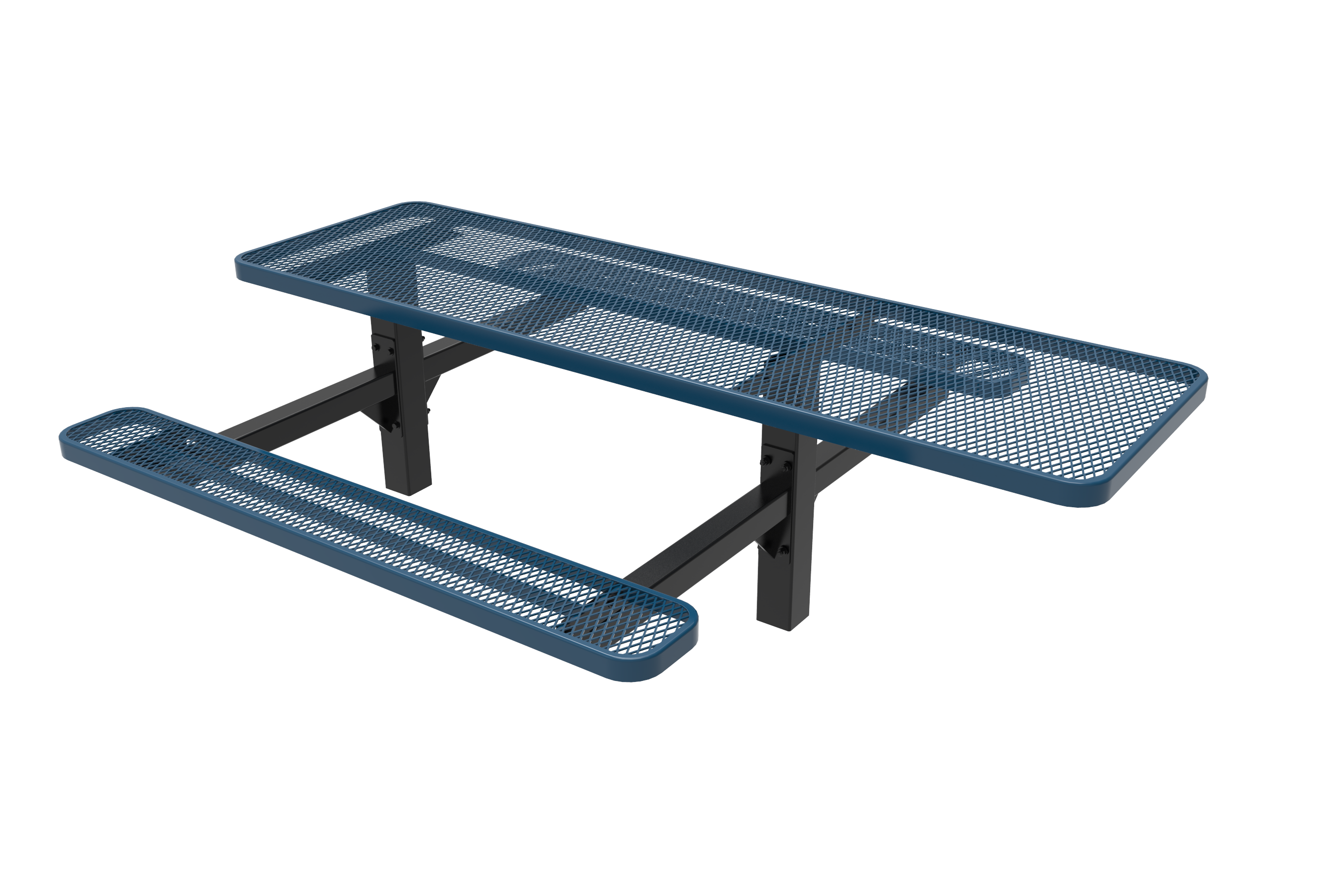 MyTCoat 8’ Rectangular Double Pedestal Table, Expanded Metal, Inground Mount SKU TRT08