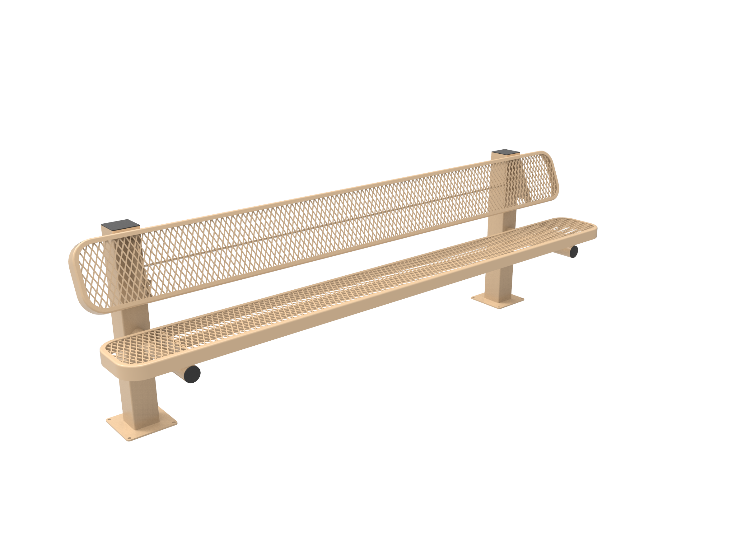 MyTCoat 6' - 8' Pedestal Bench w/ Back - Expanded Metal - Surface Mount SKU BRT06