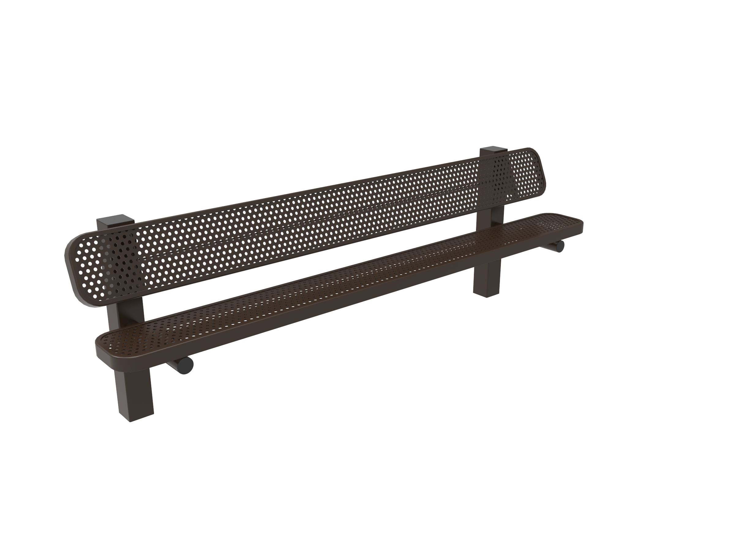 MyTCoat 6’ - 8' Pedestal Bench w/ Back, Punched Steel, Inground SKU BRT06