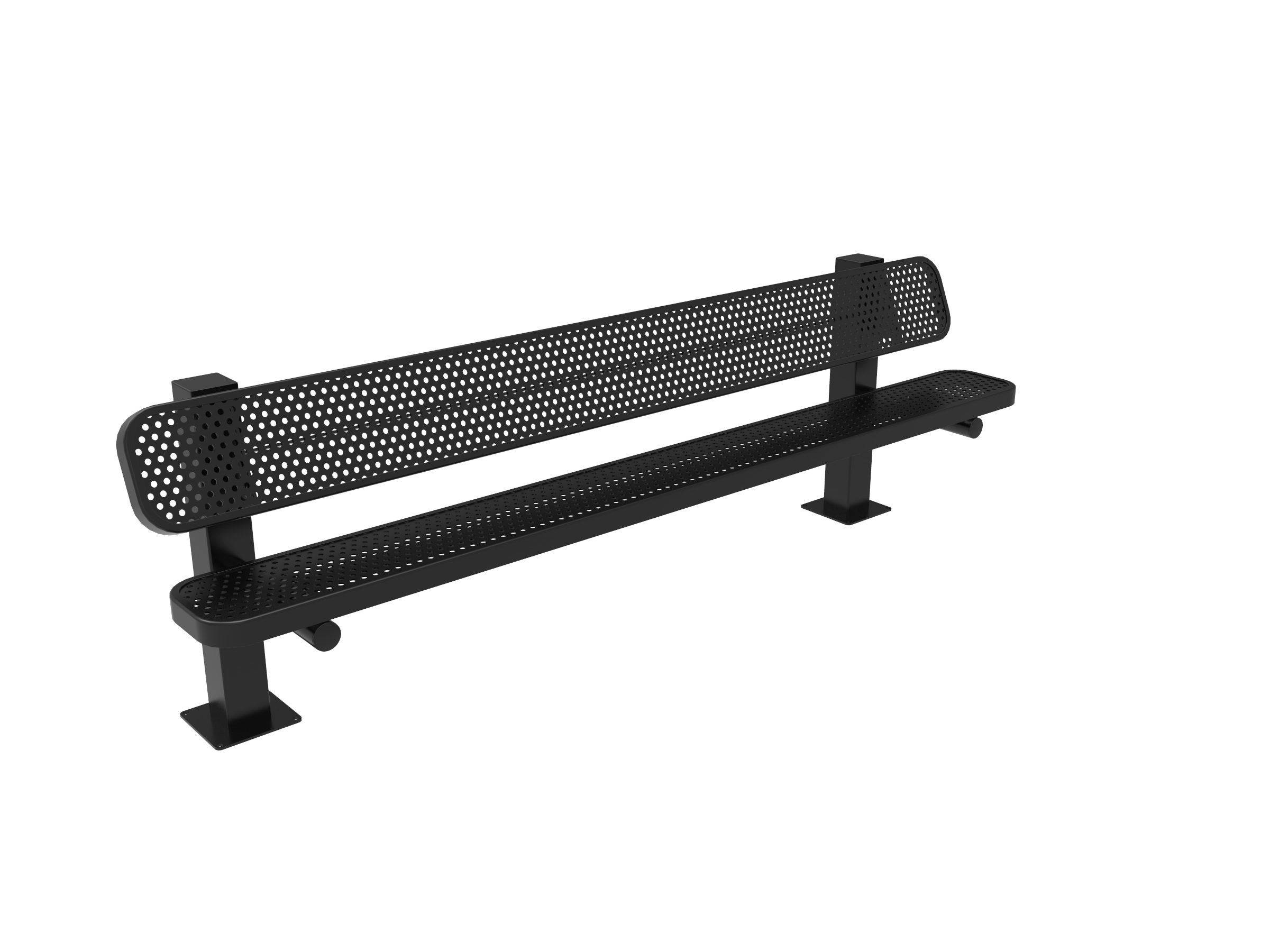 MyTCoat 6' - 8' Pedestal Bench w/ Back, Punched Steel, Surface Mount SKU BRT06