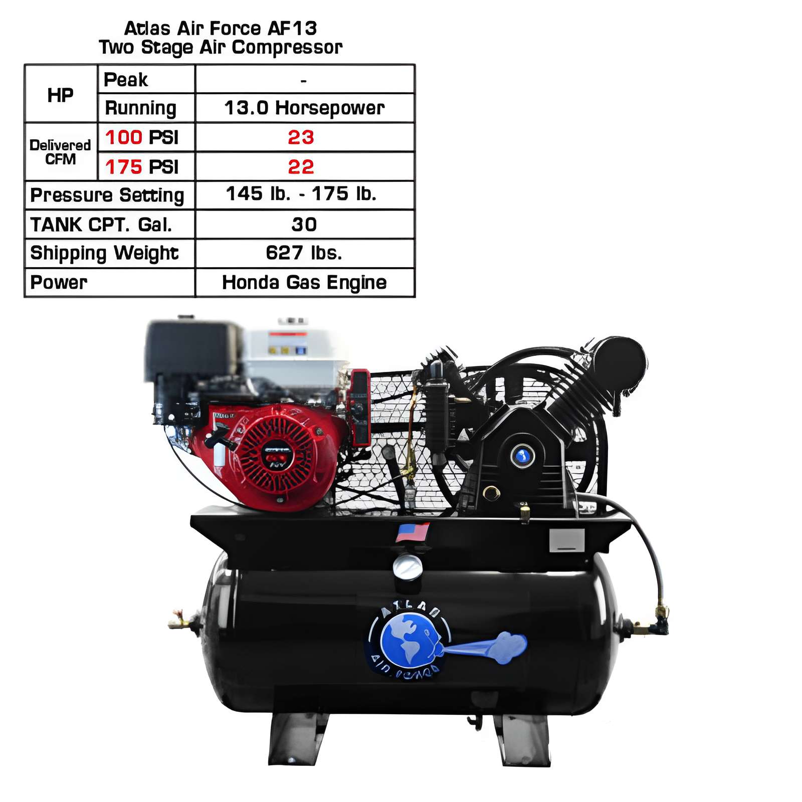 Atlas Gas-Powered Air Compressor SKU ATEMPAF13G