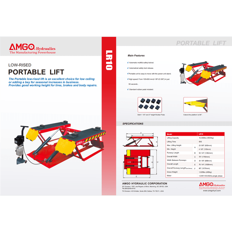 AMGO Low Rise Lift SKU LR10