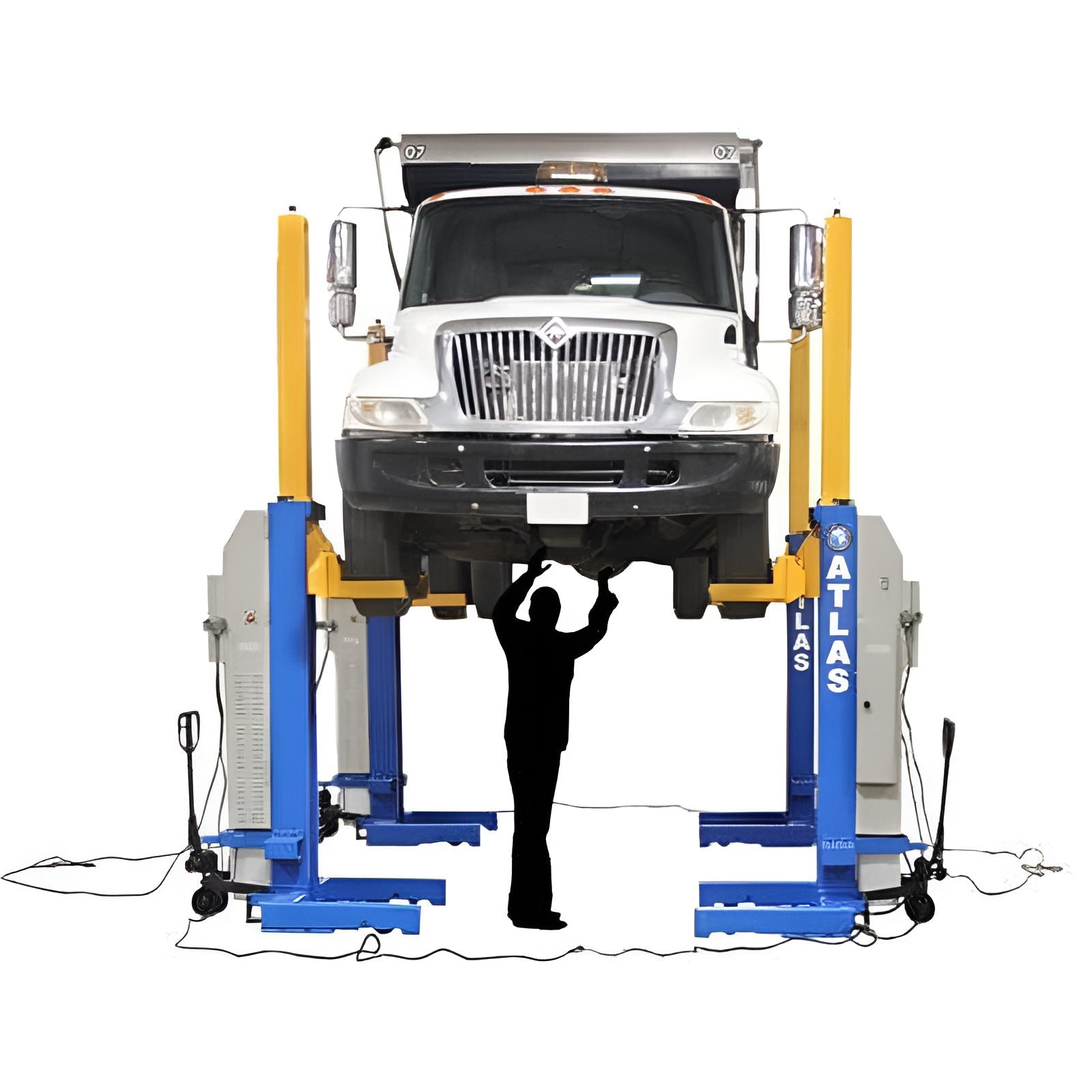 Atlas 16,500 lb Mobile Column Lift, 4 Units, 24v Battery, w/ Cable Communication, ALI Certified SKU ATEML-4030BC