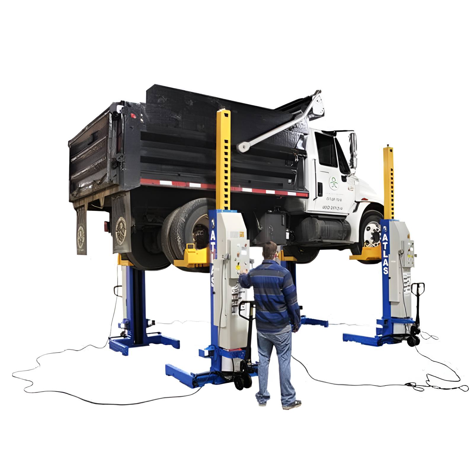 Atlas 16,500 lb Mobile Column Lift, 4 Units, 24v Battery, w/ Cable Communication, ALI Certified SKU ATEML-4030BC