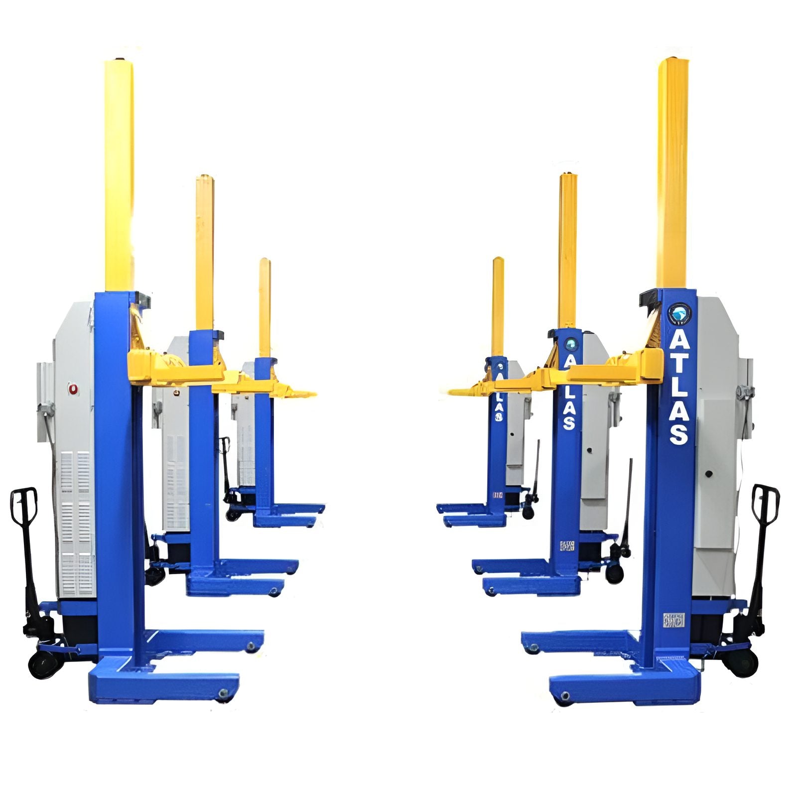 Atlas 18,500lb Mobile Column Lift System, 6 Units, 24v Battery w/ Cable Communication, ALI Certified SKU ATEML-6051BC