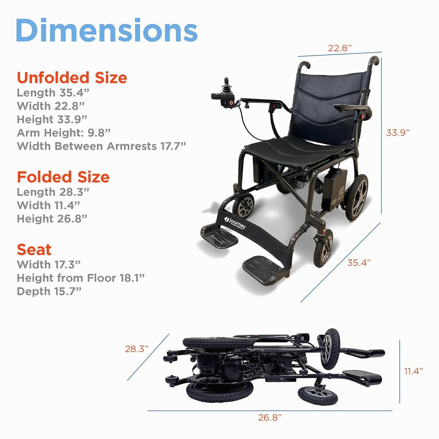 Journey Health & Lifestyle Air Elite Lightweight Folding Power Chair SKU 8642BLK