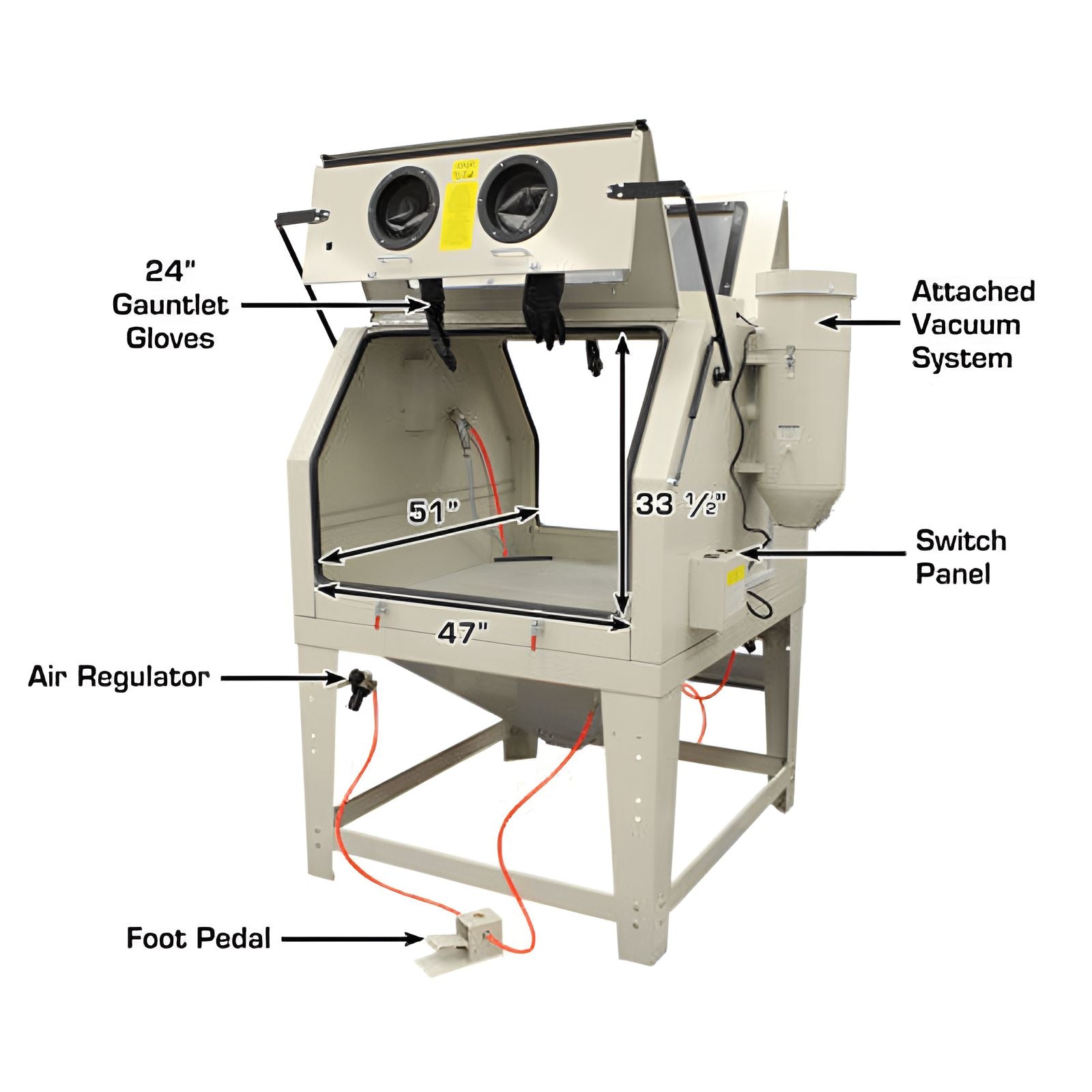 Atlas X-Large Sandblast Cabinet w/ Vacuum SKU ATEHTSBC1200