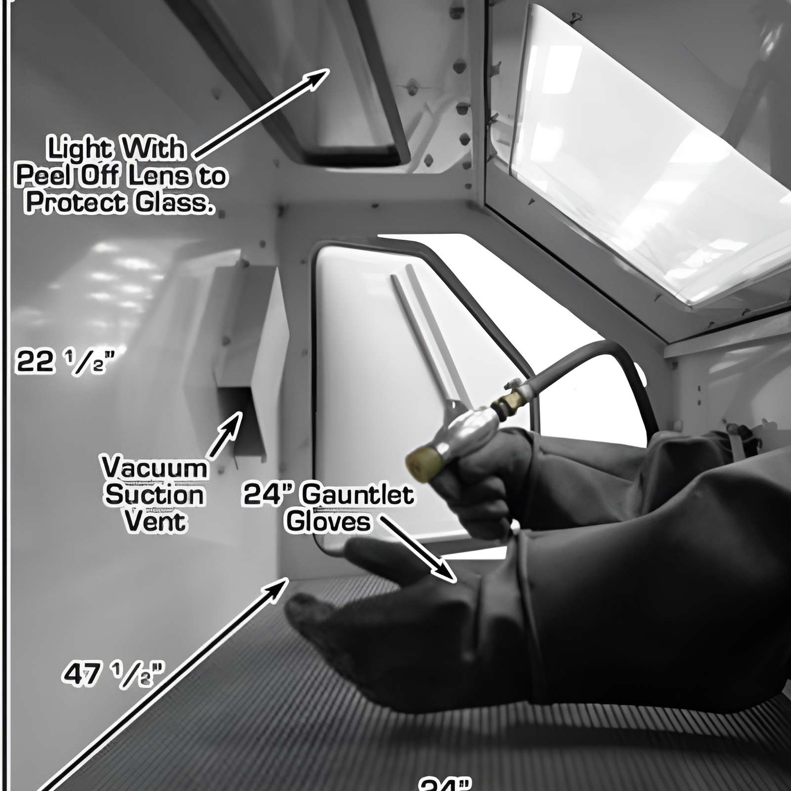 Atlas Sandblast Cabinet w/ Vacuum SKU ATEHTSBC420