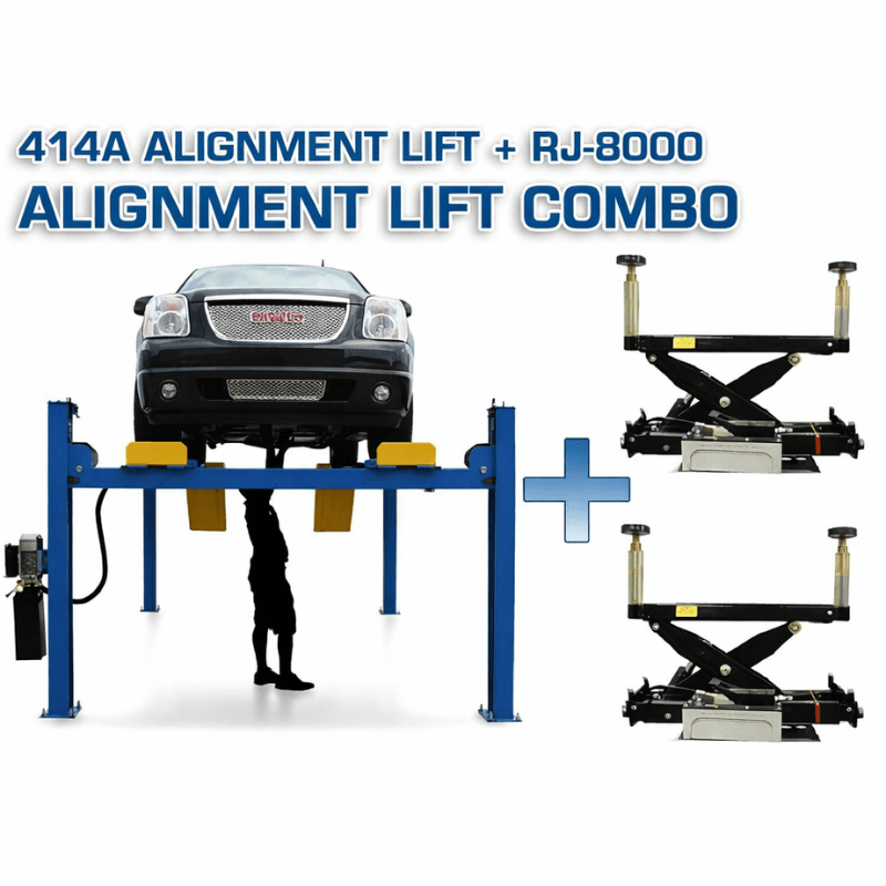 Atlas 414A 4 Post Alignment Lift, 2 x RJ8 Rolling Jacks Combo SKU ATEATTD-414A-COMBO