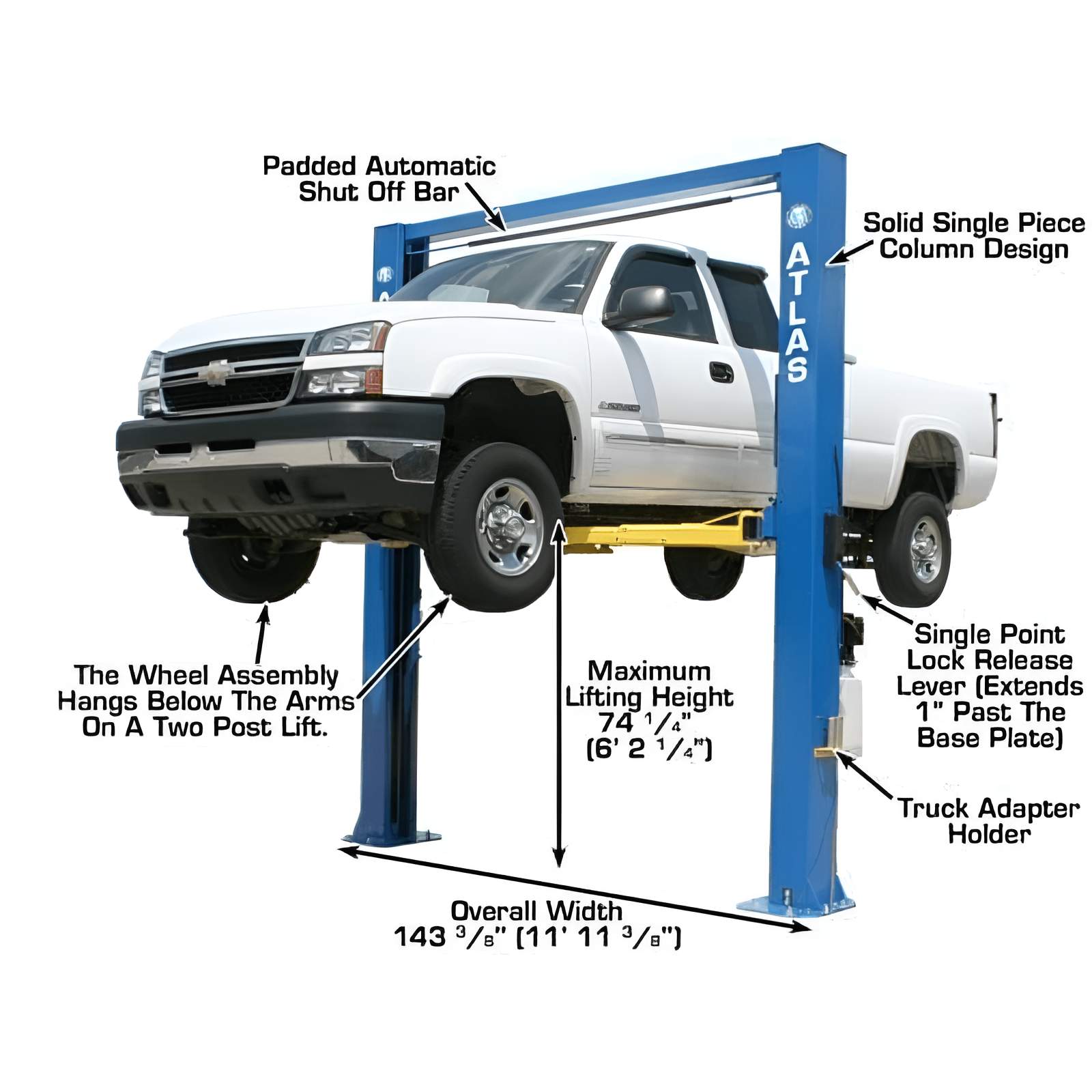 Atlas 10,000 lb Extra Tall 2 Post Lift SKU ATEATTD-OHX10000X