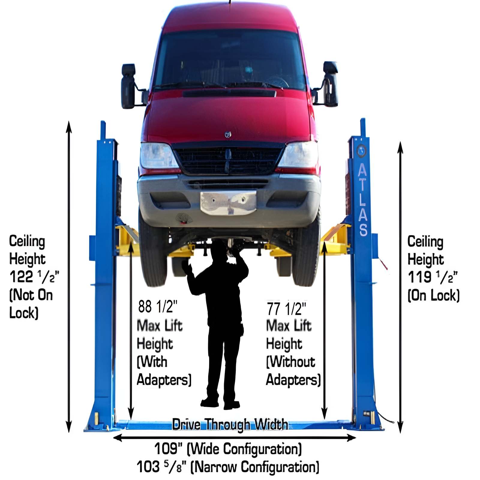 Atlas 12,000 lb 2 Post Lift Commercial Grade SKU ATEATTD-BP12000X
