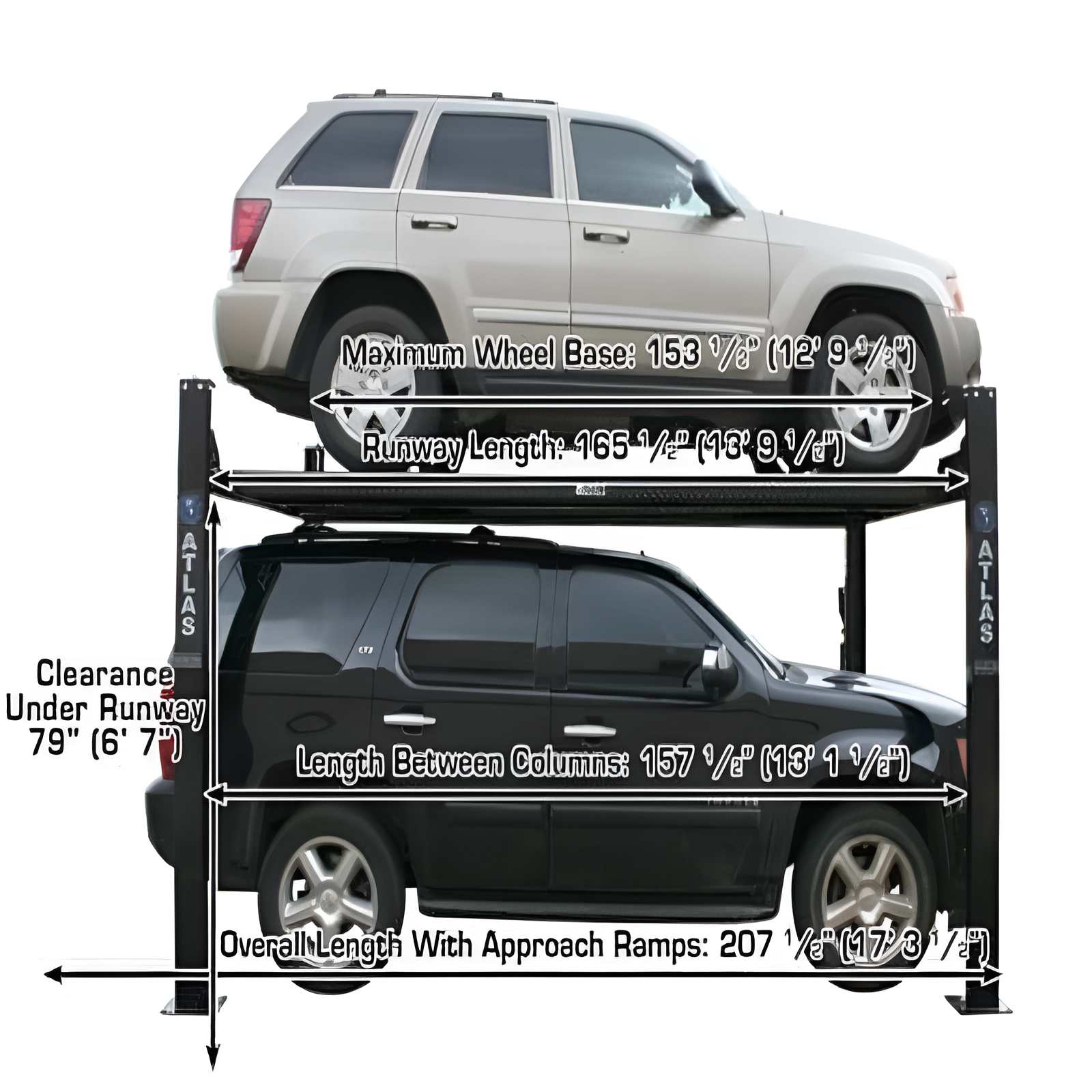 Atlas Garage Pro 8,000 lb 4 Post Vehicle Storage Lift, Extra Tall SKU ATEXH-PRO8000EXT