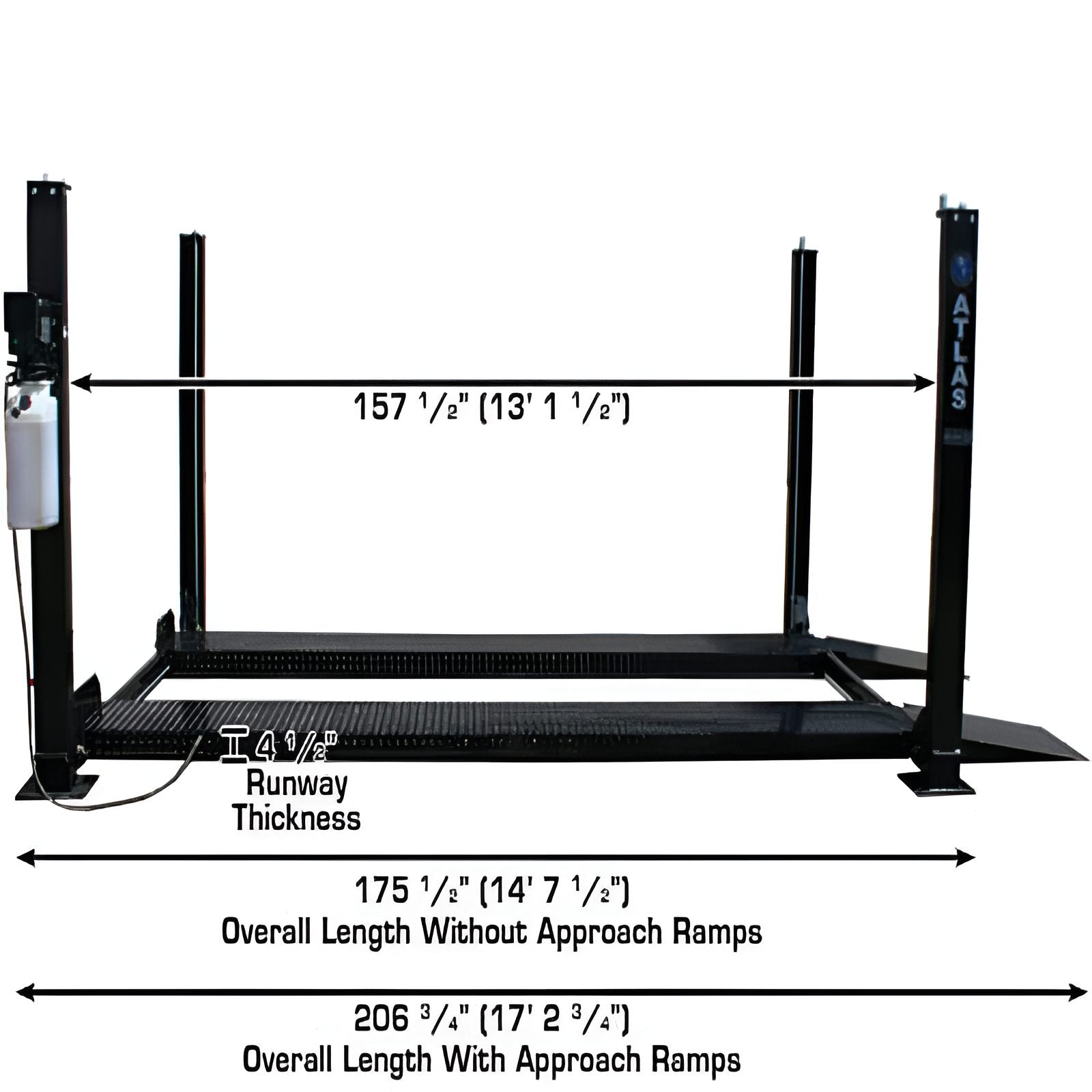 Atlas Garage Pro, 8,000 lb 4 Post Vehicle Storage Lift SKU ATEXH-PRO8000