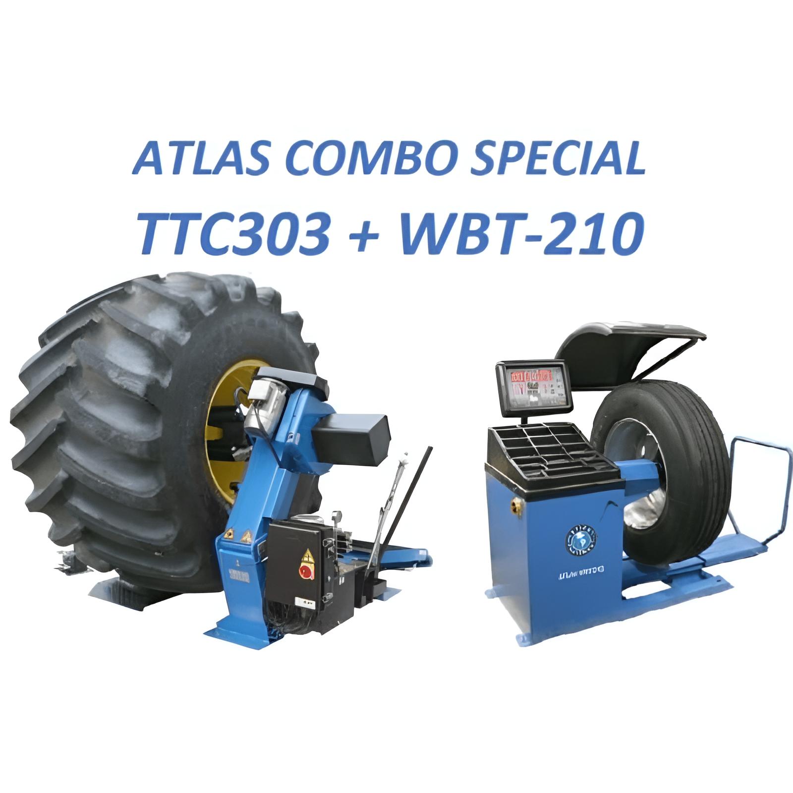Atlas TTC303 Tire Changer, WBT-210 Wheel Balancer Combo 3 SKU ATETTCWB-COMBO3