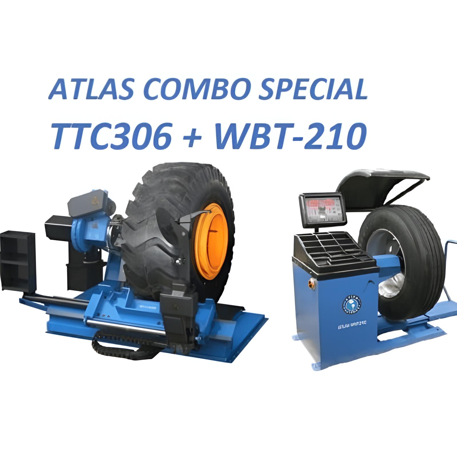 Atlas TTC306 Tire Changer, WBT-210 Wheel Balancer Combo 4 SKU ATETTCWB-COMBO4