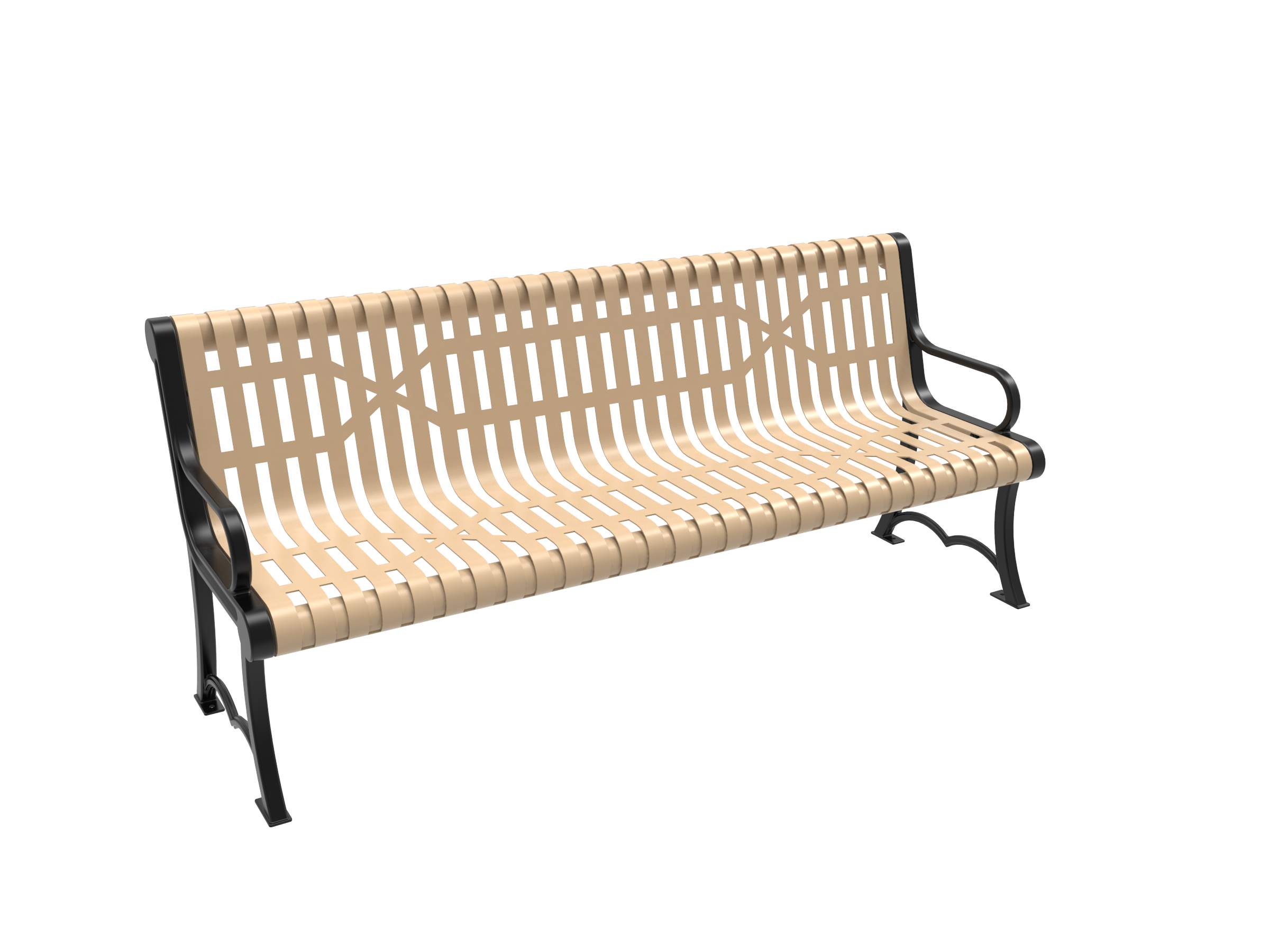MyTCoat 4' - 6' Austin Bench w/ Arm, Slatted Steel, Cast Iron Frame SKU BAU04