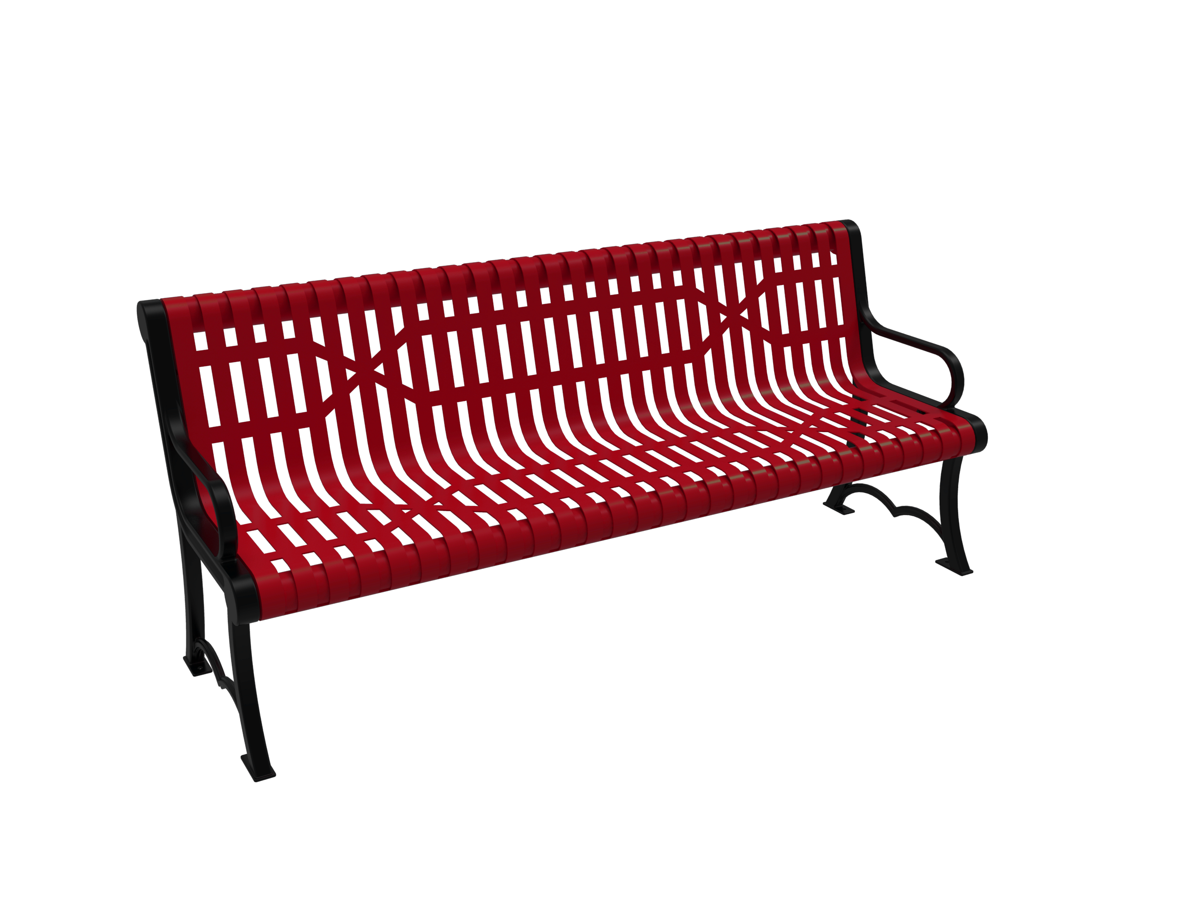 MyTCoat 4' - 6' Austin Bench w/ Arm, Horizontal Slatted Steel, Cast Iron Frame SKU BAU04