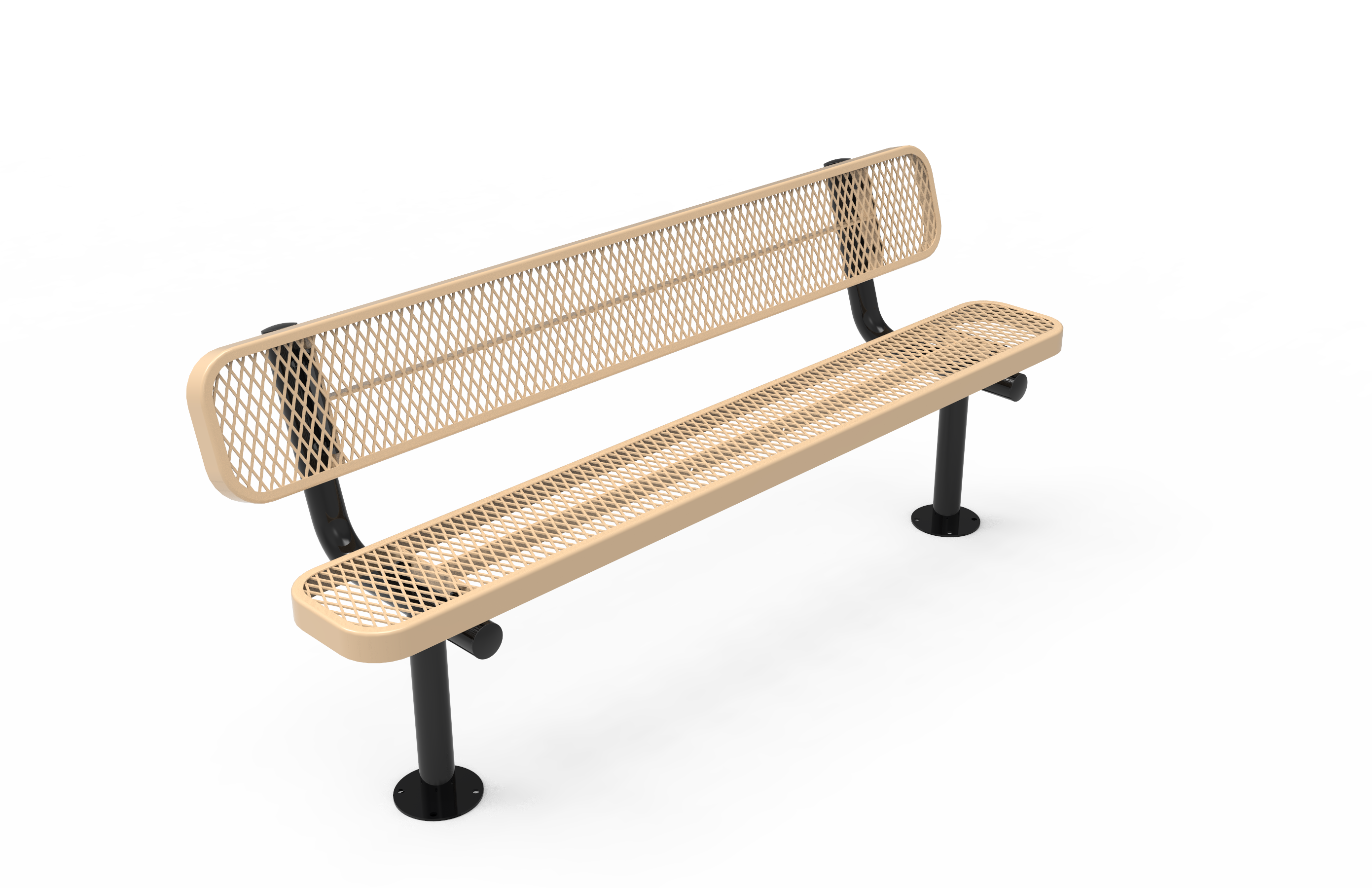 MyTCoat 4' - 8' Standard Bench w/ Back, Expanded Metal, Surface Mount SKU BRT04