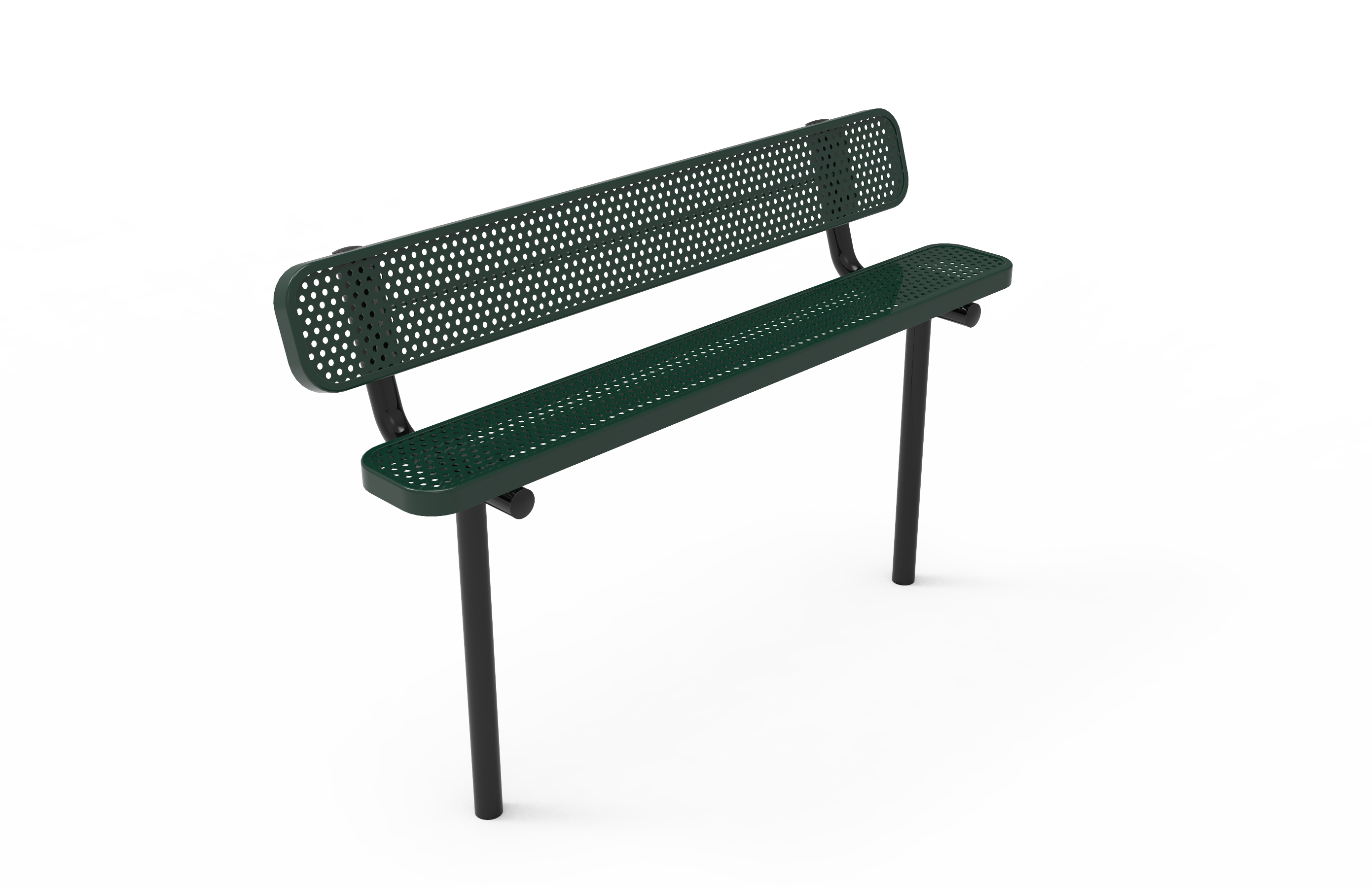 MyTCoat 4' - 8' Standard Bench w/ Back, Punched Steel, Inground Mount SKU BRT04