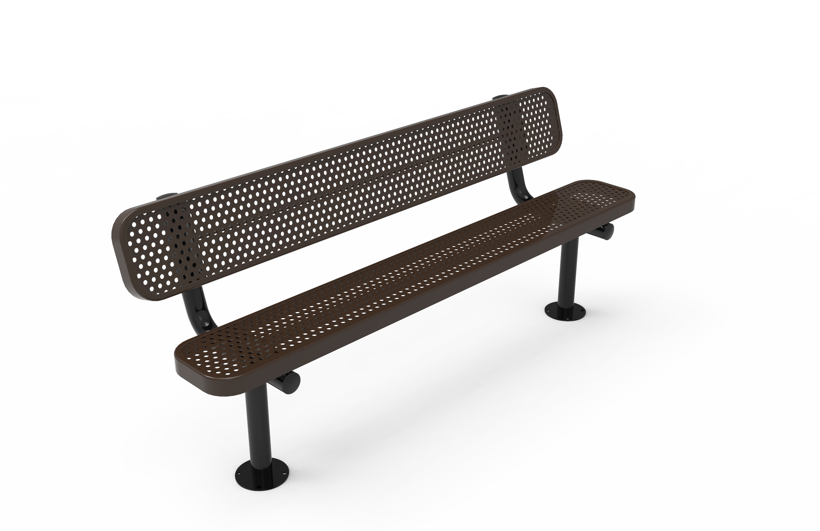 MyTCoat 4' - 8' Standard  Bench w/ Back, Punched Steel, Surface Mount SKU BRT04