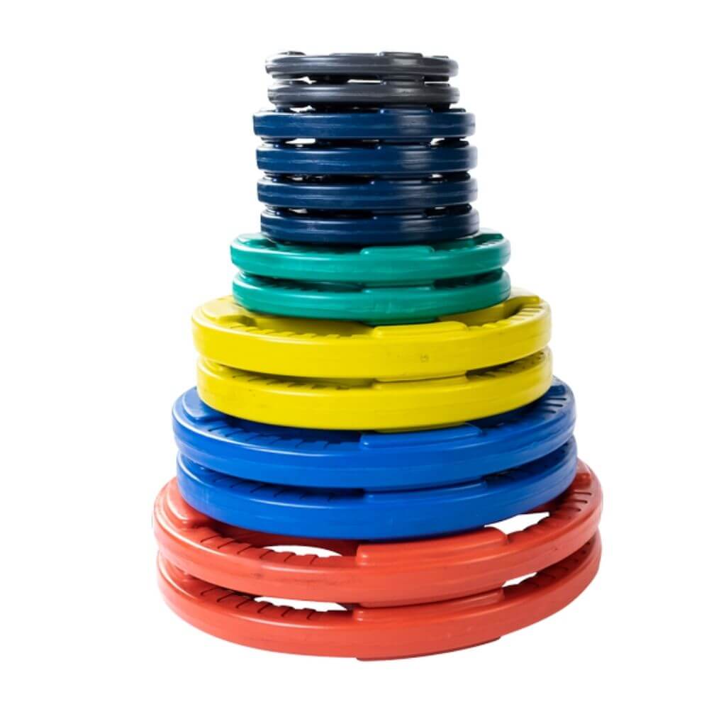 Body Solid Colored Rubber Grip Plate w/ Barbell Set SKU ORC