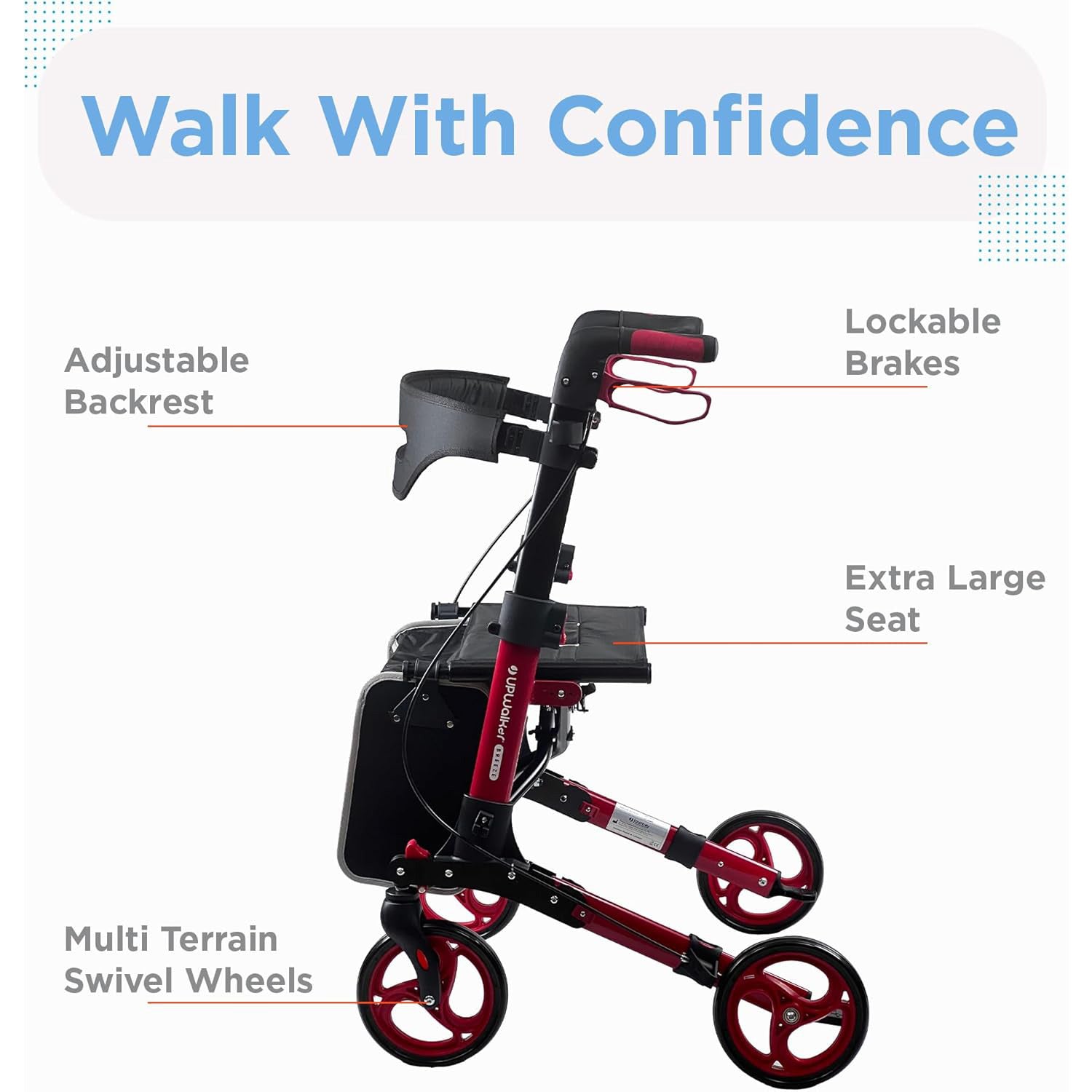 Journey Health & Lifestyle UPWalker Breeze Rollator Walker SKU 8973